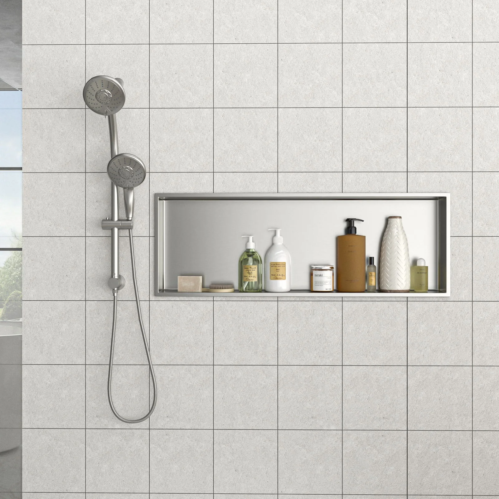Stainless Steel Shower Niche With Seamless Design For Bathroom Storage - Image 44