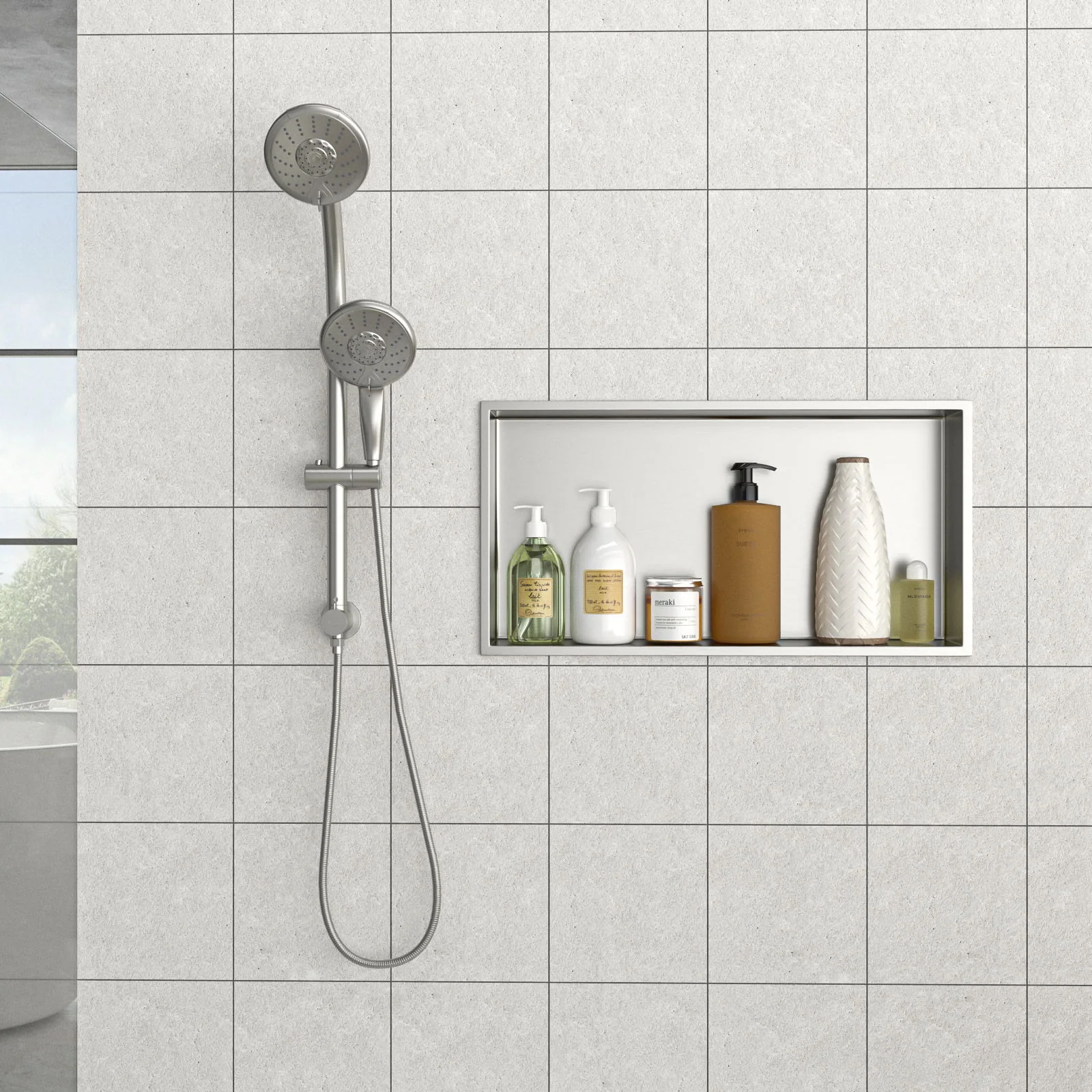 Stainless Steel Shower Niche With Seamless Design For Bathroom Storage - Image 70