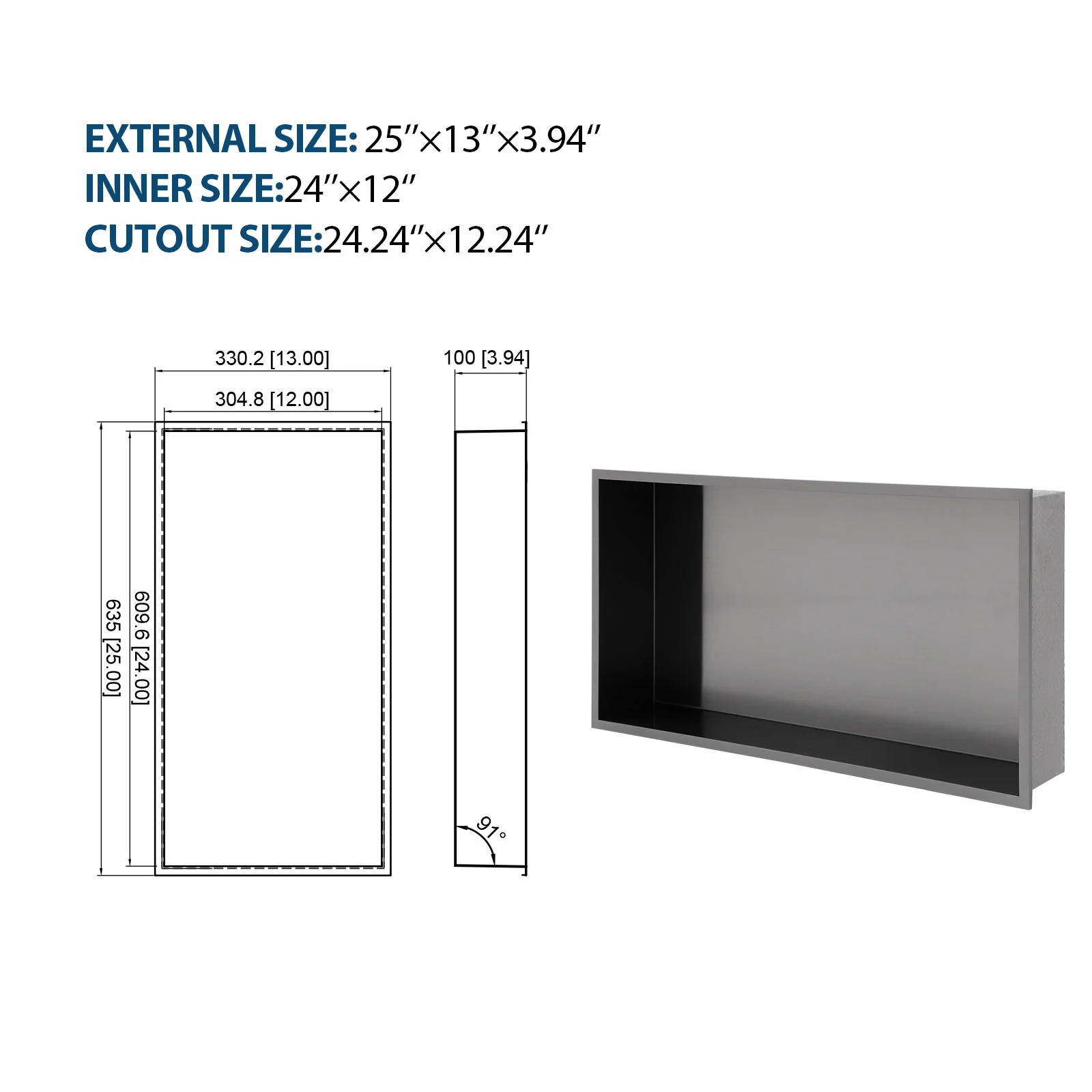 Stainless Steel Shower Niche With Seamless Design For Bathroom Storage - Image 98