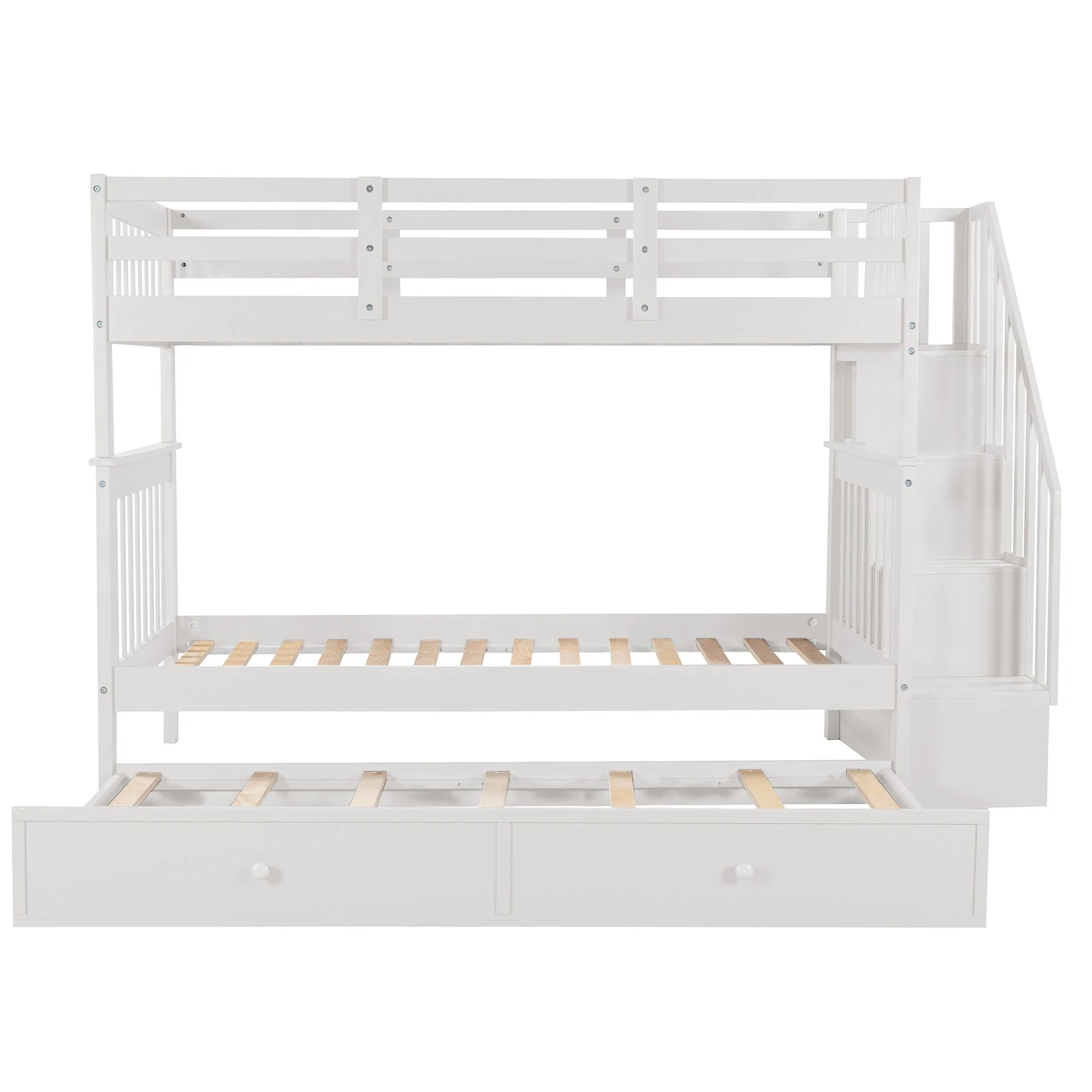 Stairway Bunk Bed With Storage And Guard Rail For Bedroom - Image 15