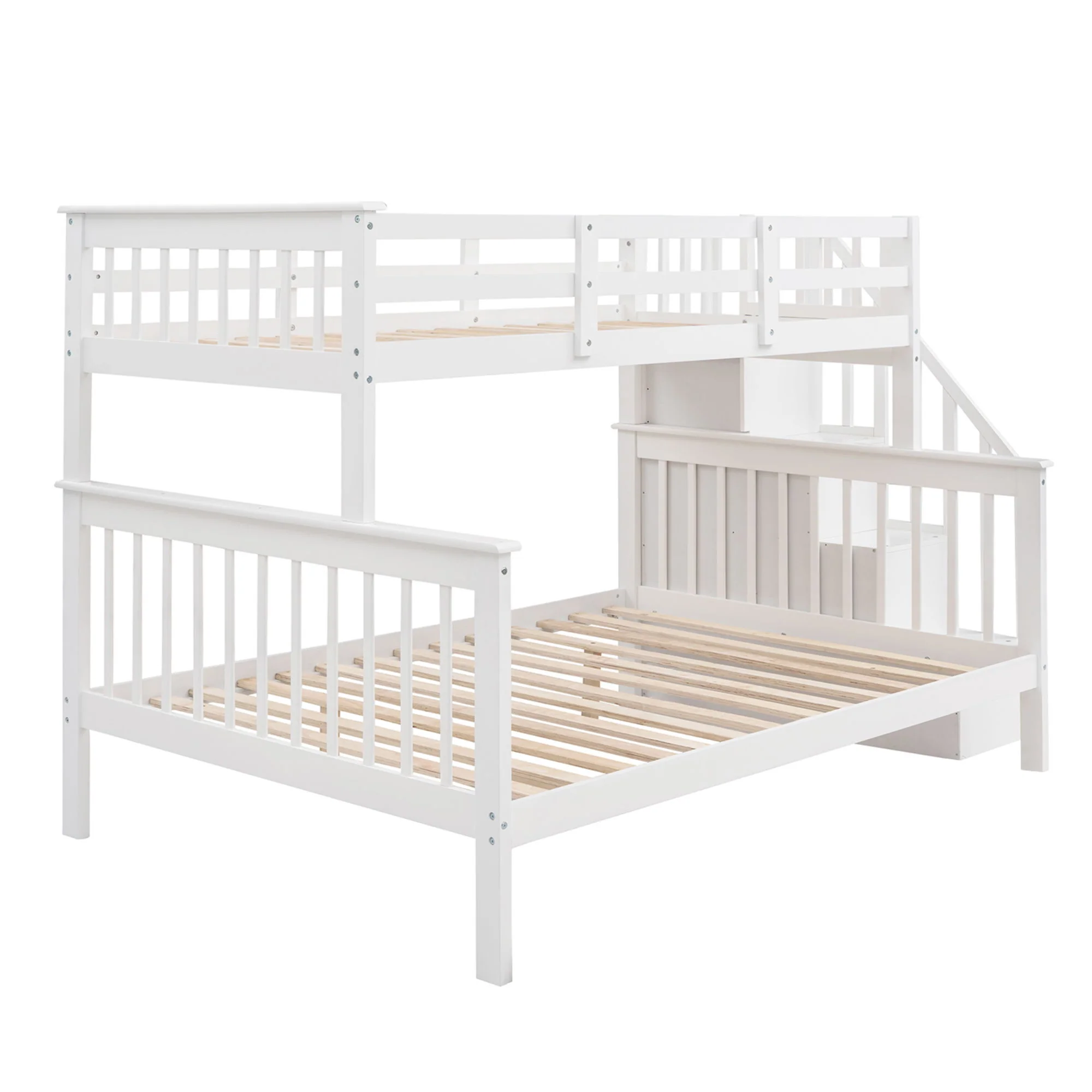 Stairway Bunk Bed With Storage And Guard Rail For Bedroom - Image 51