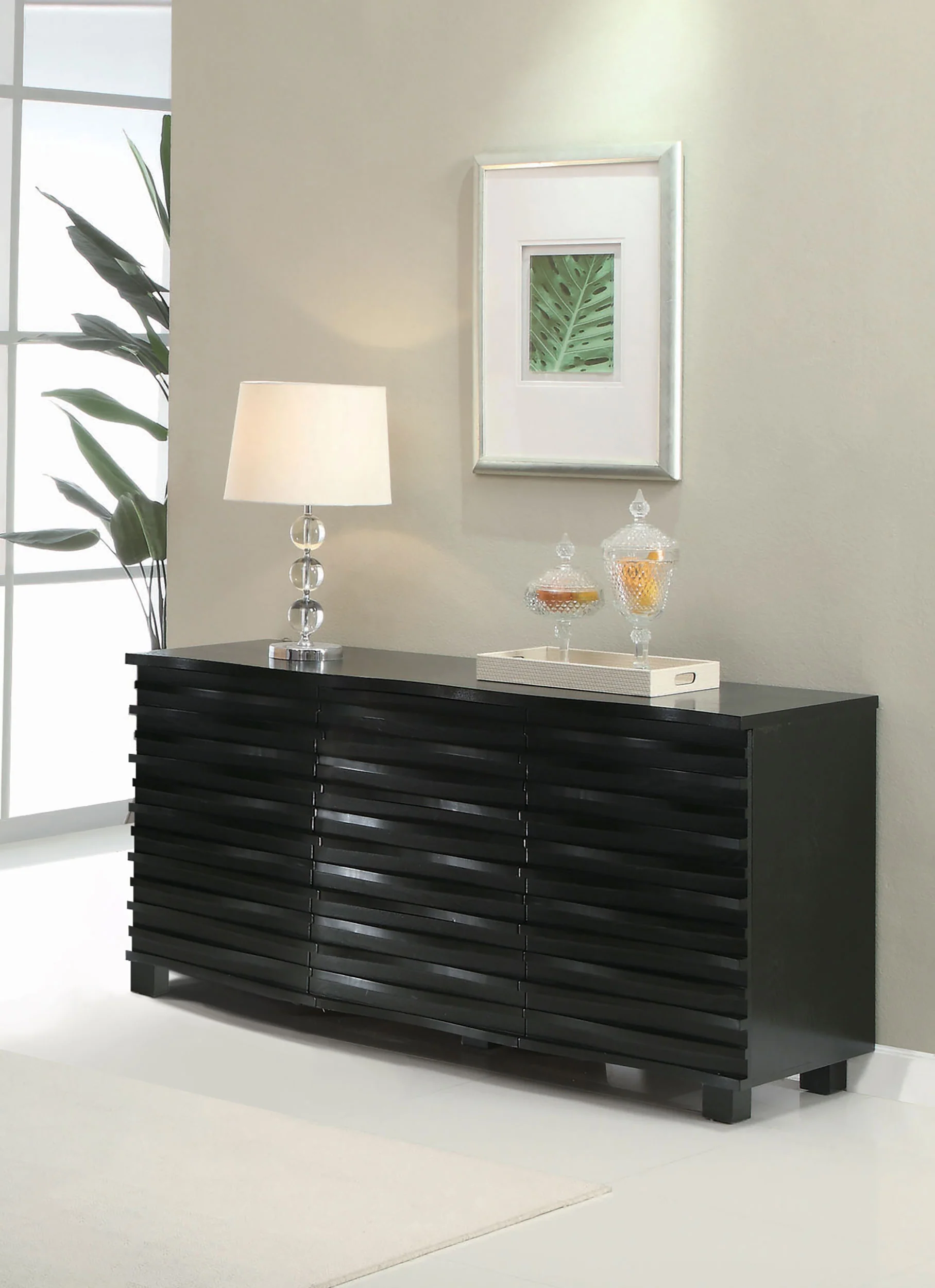 Stanton 3-Drawer Sideboard Buffet Cabinet in Black - Image 4