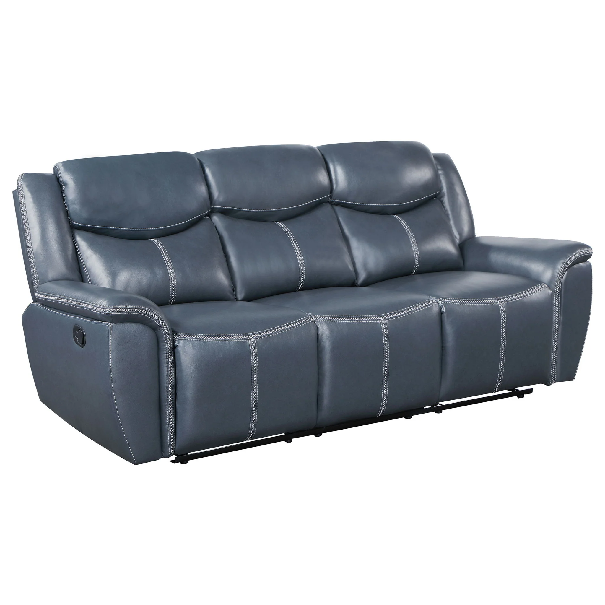 Stanwicke - 2 Piece Motion Reclining Sofa Set With Contrast Stitching - Blue - Image 6