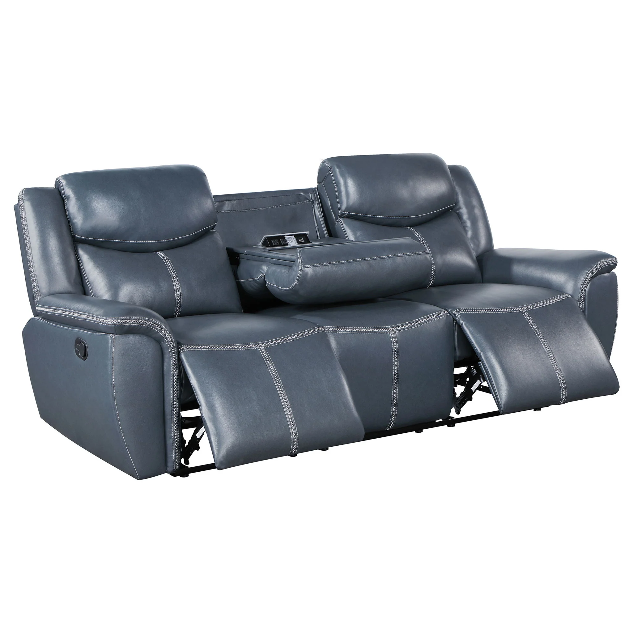 Stanwicke - 2 Piece Motion Reclining Sofa Set With Contrast Stitching - Blue - Image 8