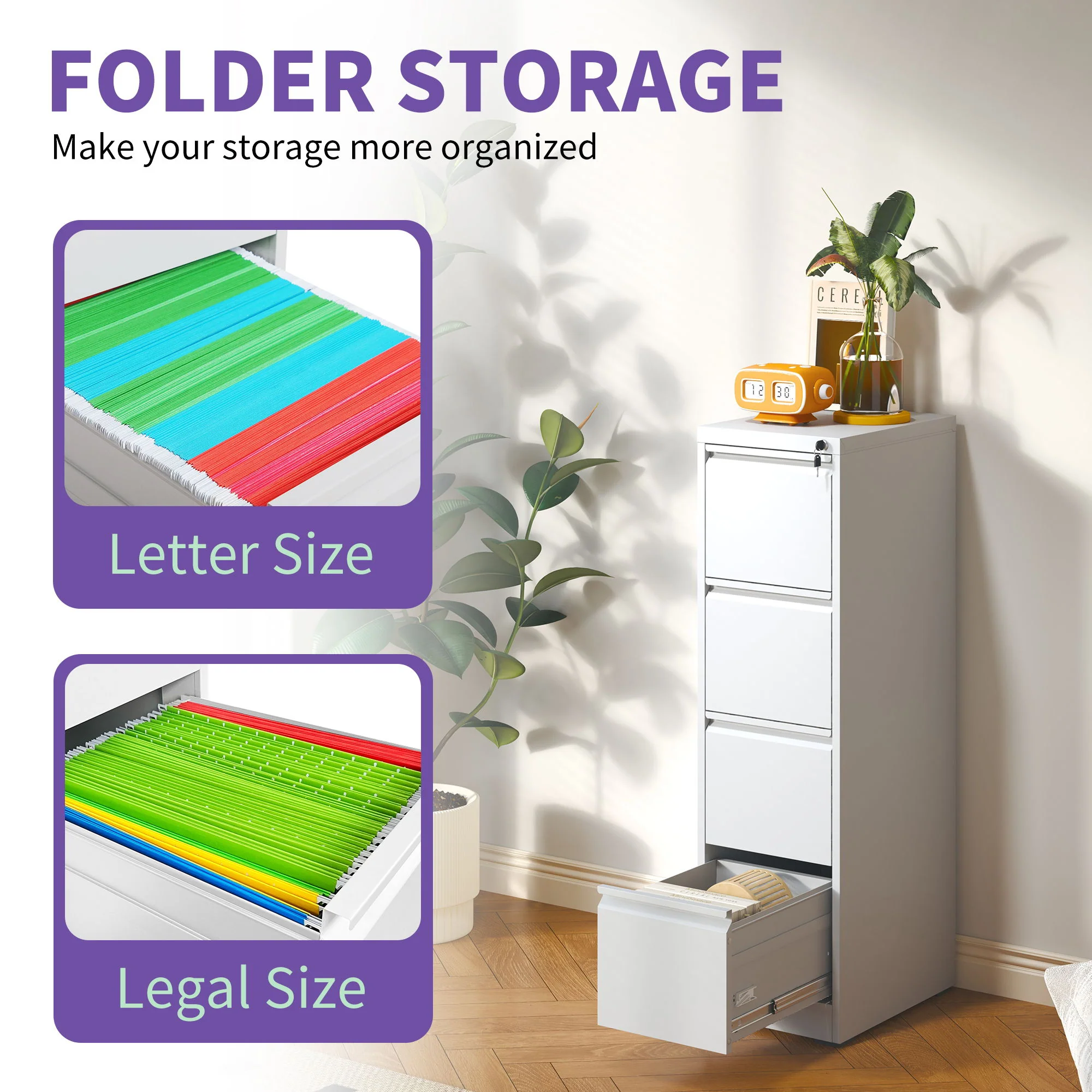 Steel Drawer Vertical File Cabinet With Lock For A4 Legal / Letter Size - Image 33