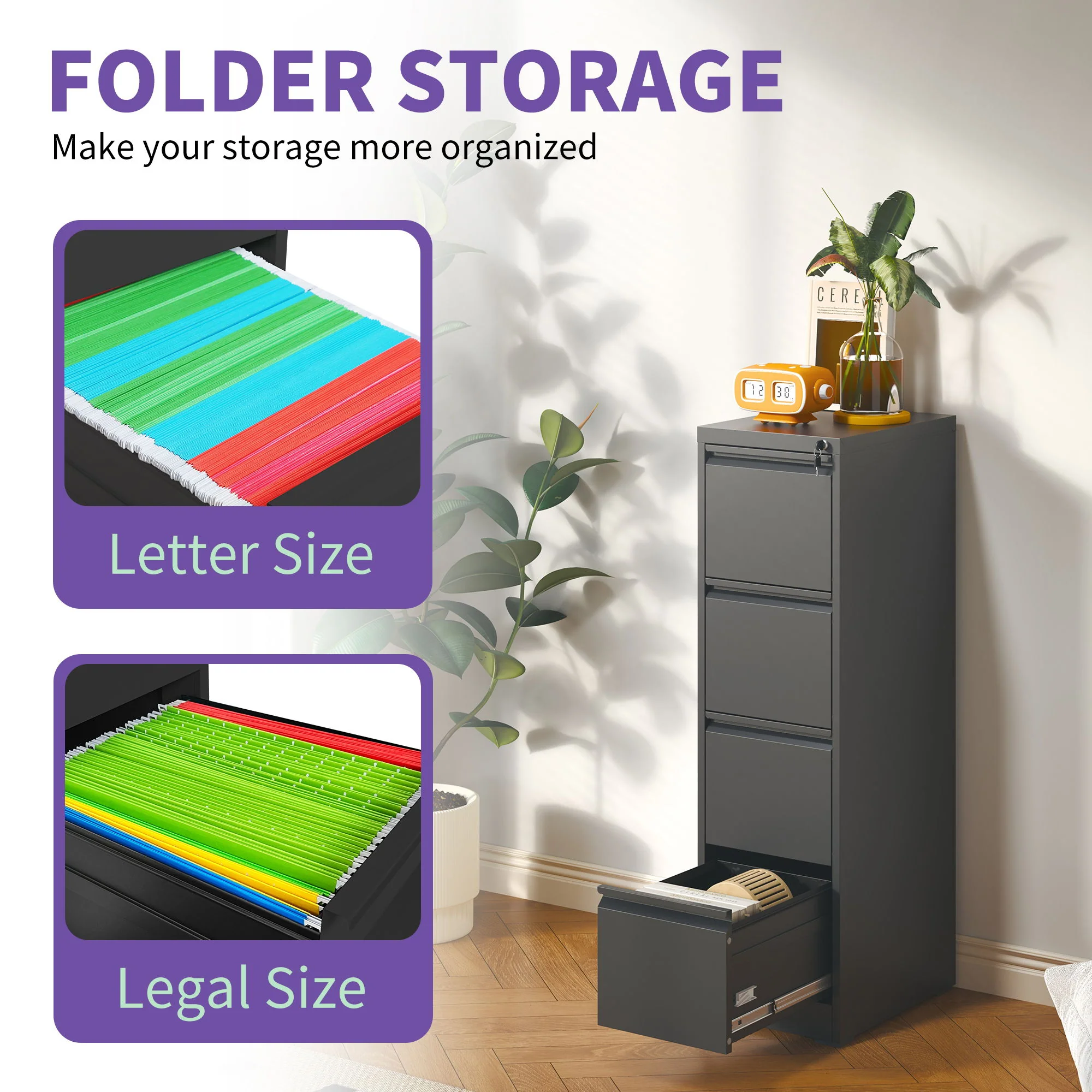 Steel Drawer Vertical File Cabinet With Lock For A4 Legal / Letter Size - Image 36