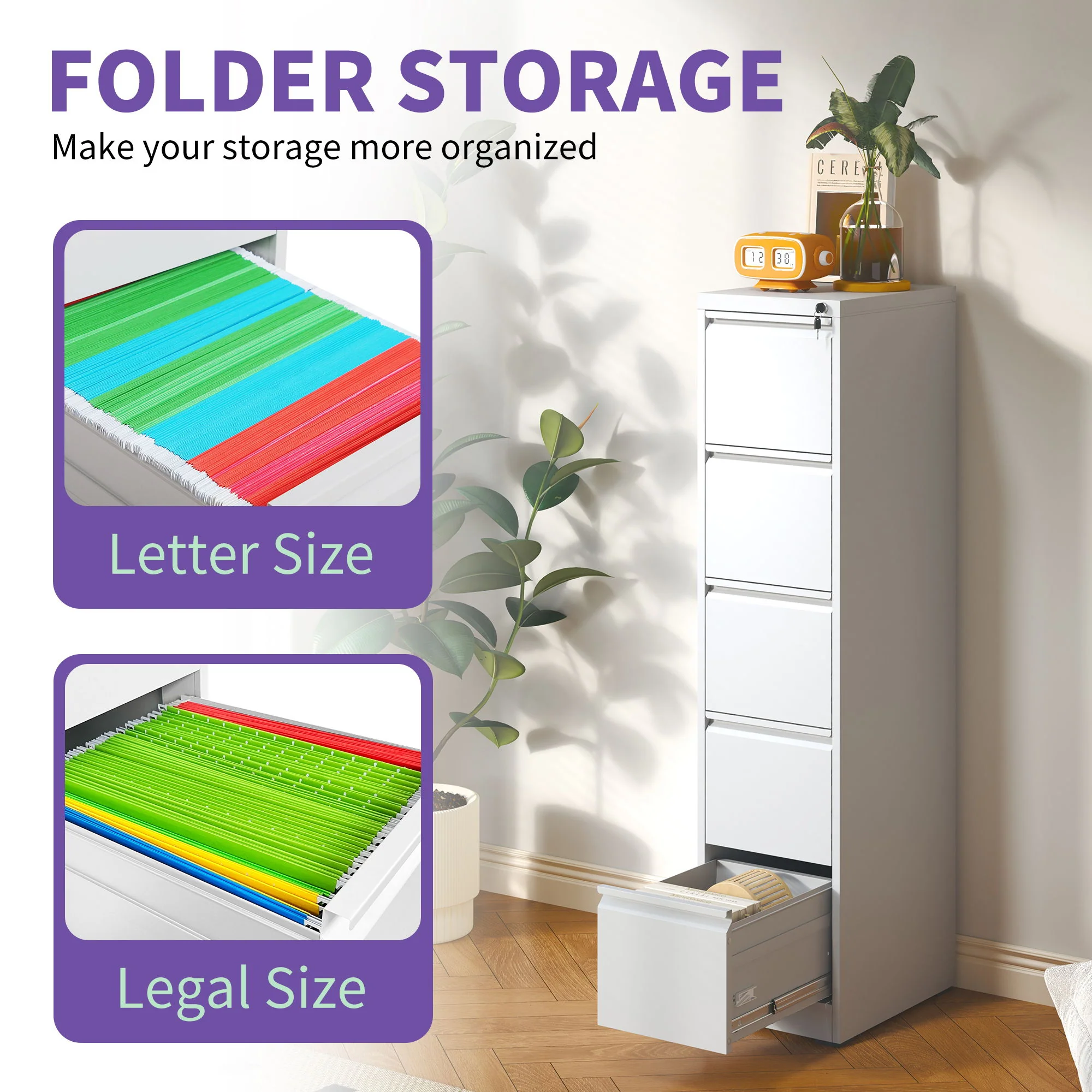 Steel Drawer Vertical File Cabinet With Lock For A4 Legal / Letter Size - Image 64