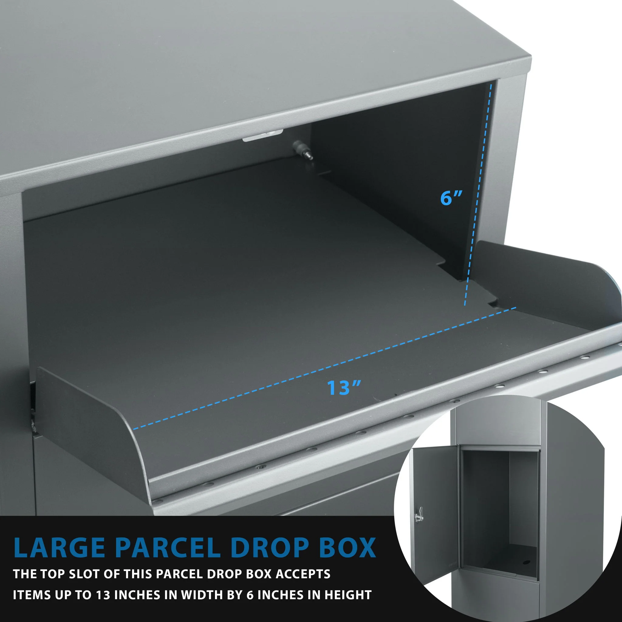 Steel Large Single Compartment Locking Parcel Drop Box With Keyed Access - Gray - Image 9