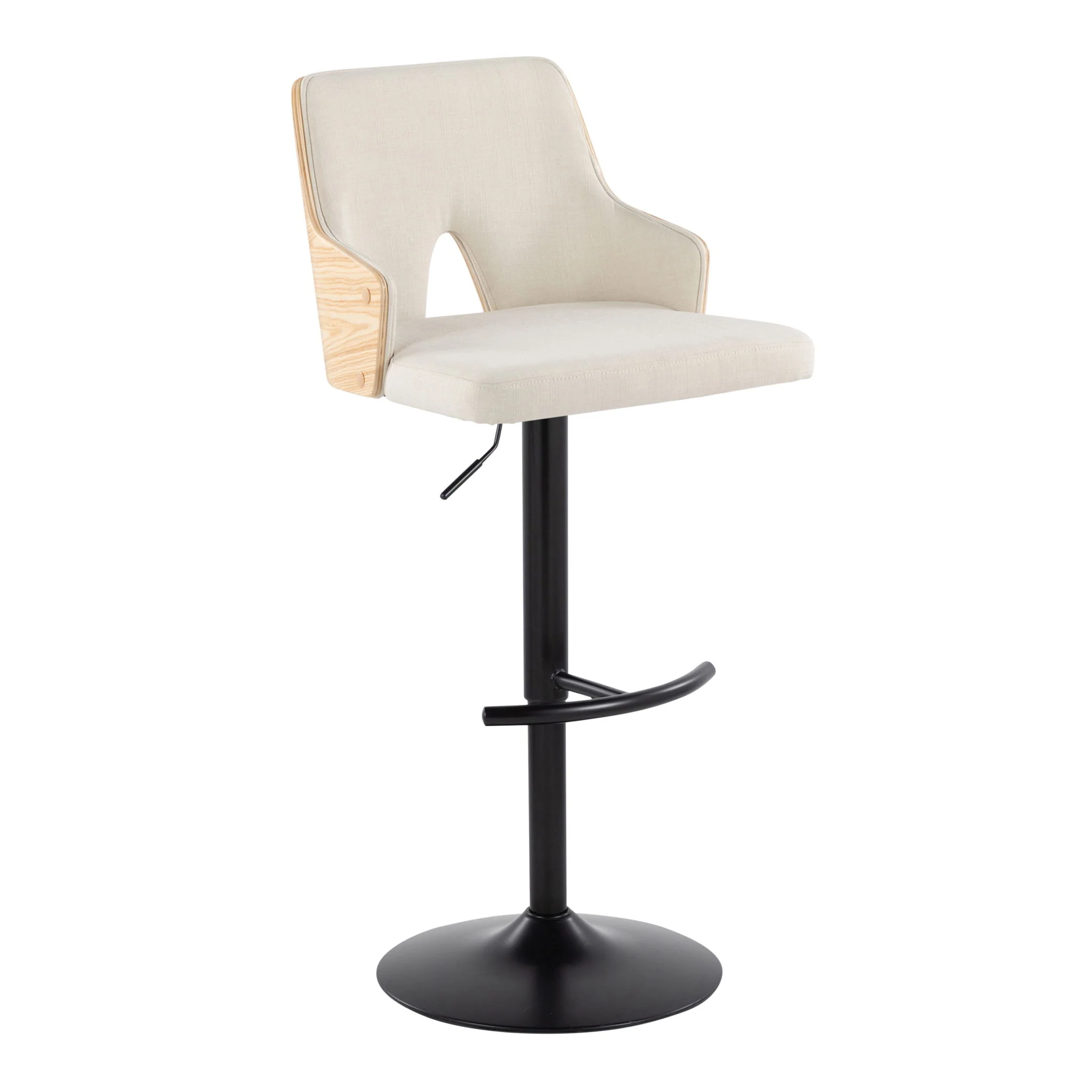 Stella - Contemporary Adjustable Barstool Stool With Swivel And Rounded T Footrest (Set of 2) - Image 5