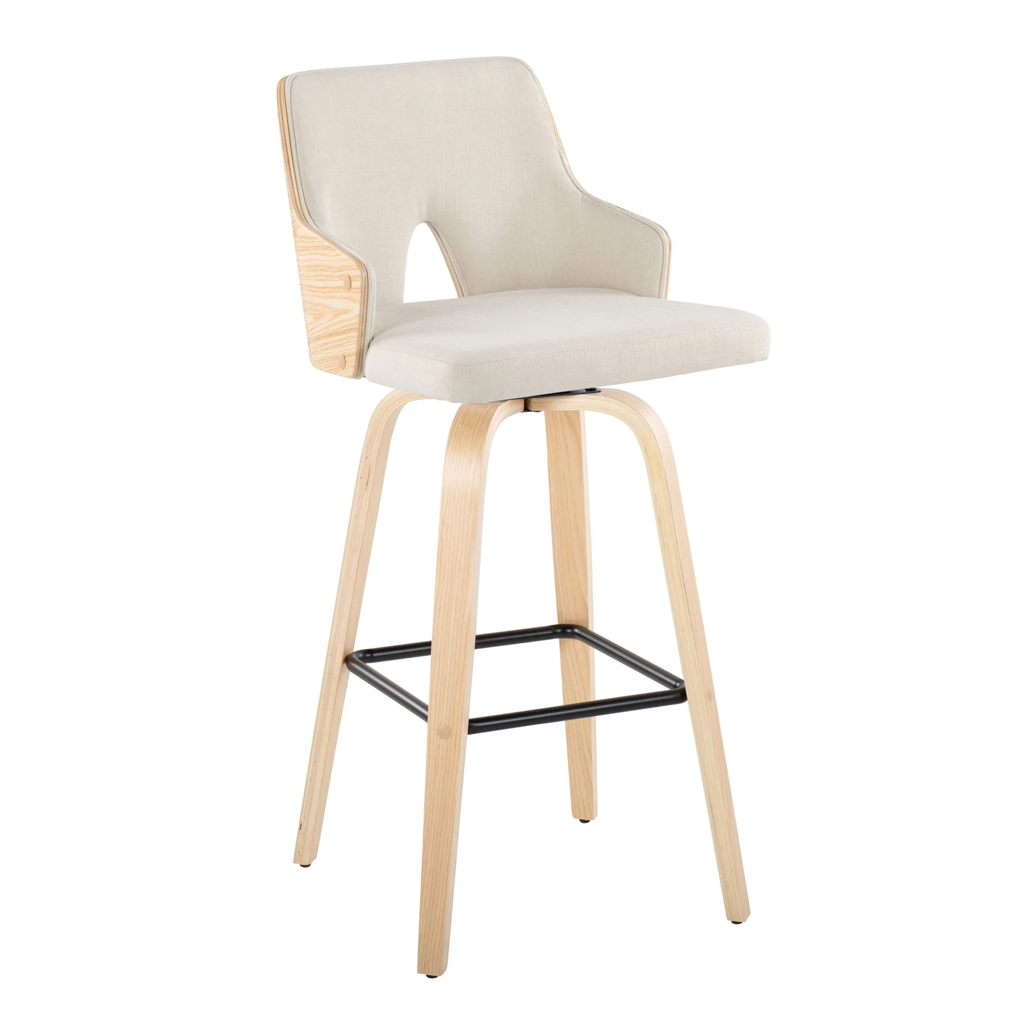 Stella - Contemporary Fixed Height Barstool With Swivel Square Footrest (Set of 2) - Image 8