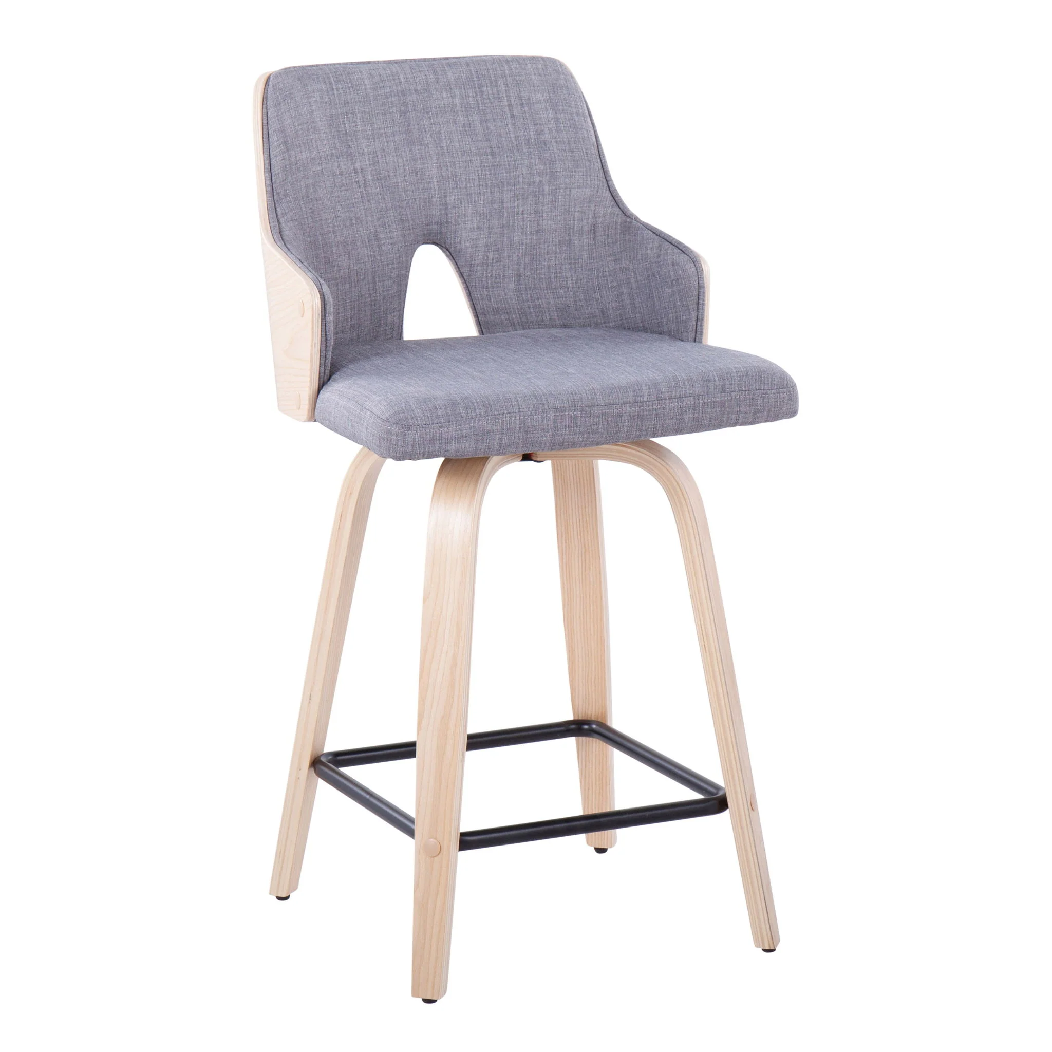 Stella - Contemporary Fixed Height Counter Stool With Swivel Square Footrest (Set of 2) - Image 9