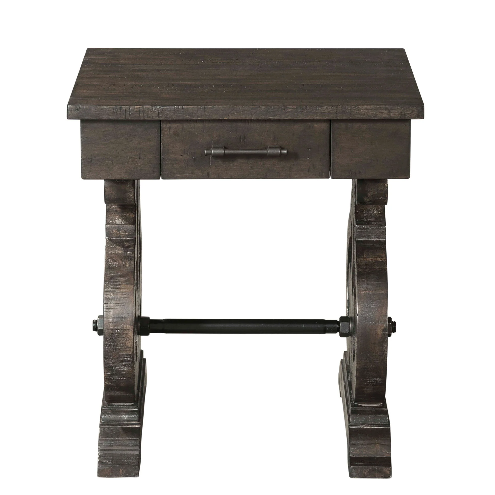 Stone - Chairside Table With PU Base - Dark Walnut - Image 6