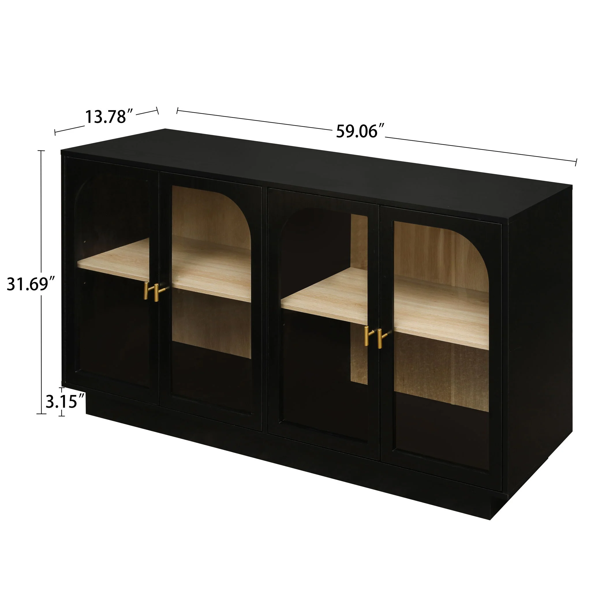 Storage Cabinet With Door For Living Room, Dining Room - Black - Image 4