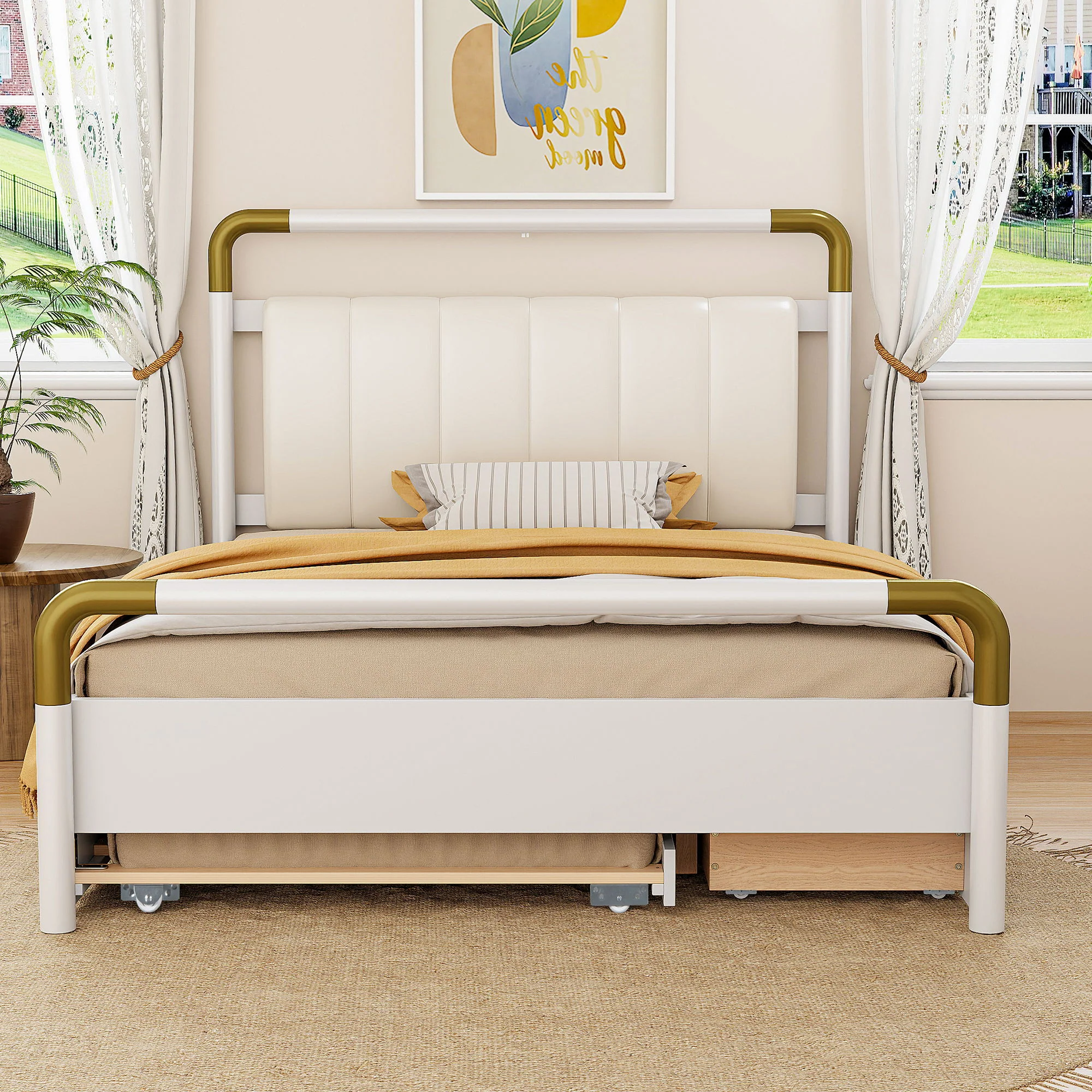 Storage Platform Bed, With 2 Big Drawers, Trundle - Image 7