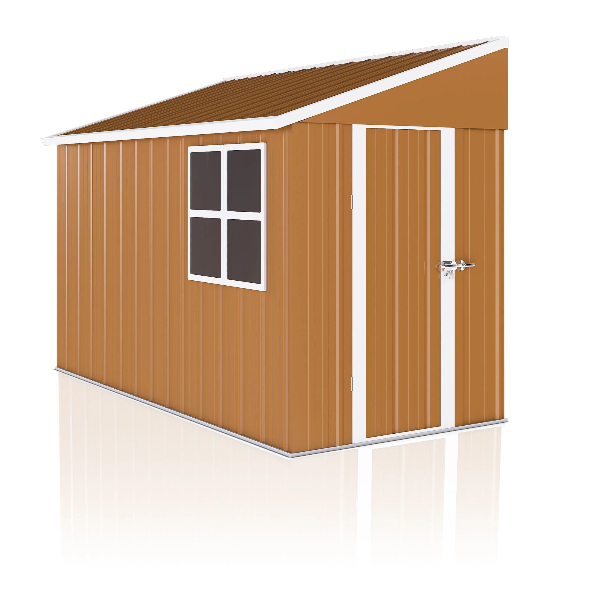 Storage Shed Garden Building Heavy Duty Weatherproof Iron 8x4ft Brown