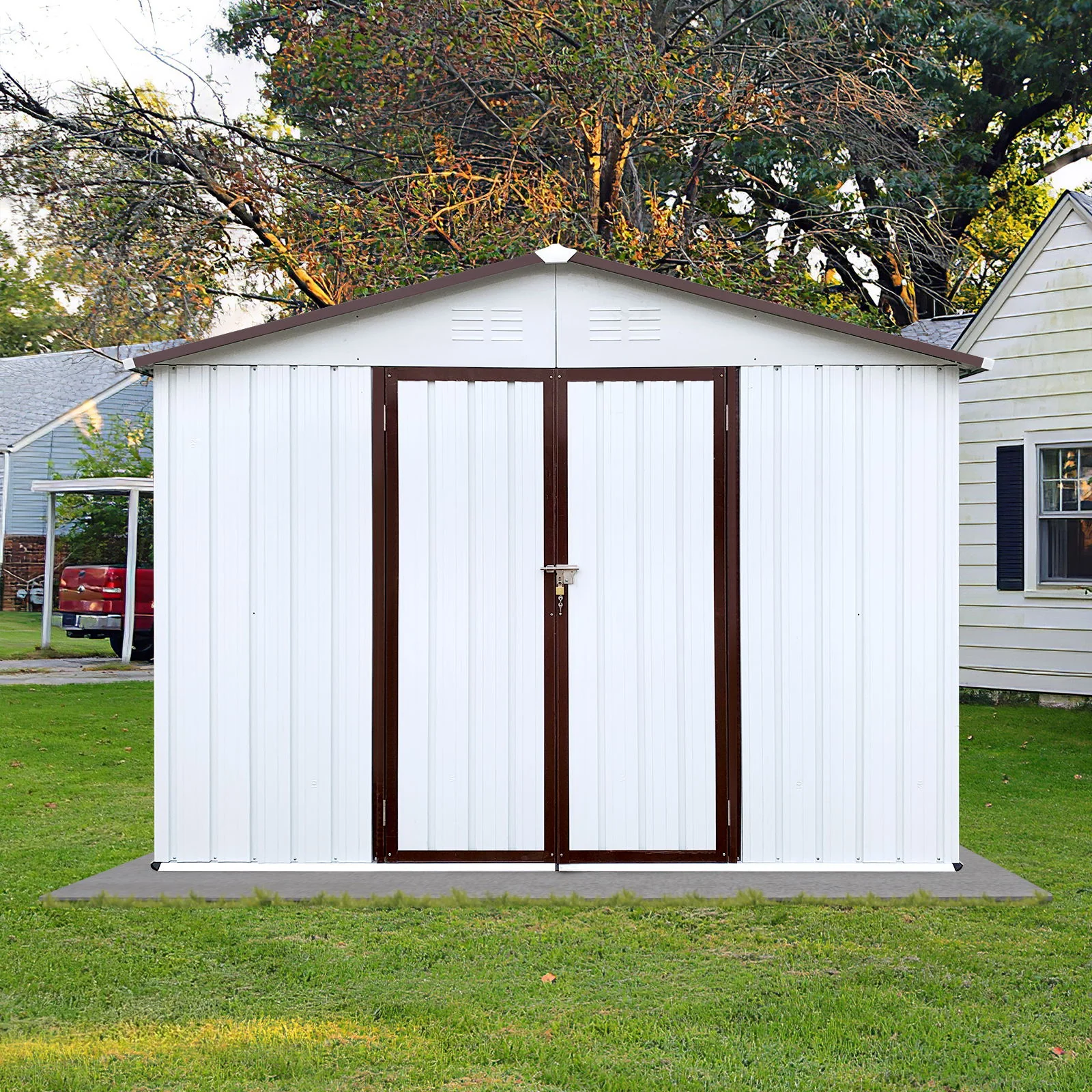 Storage Shed Garden Building Waterproof Metal Outdoor Utility 10x8ft - Image 2