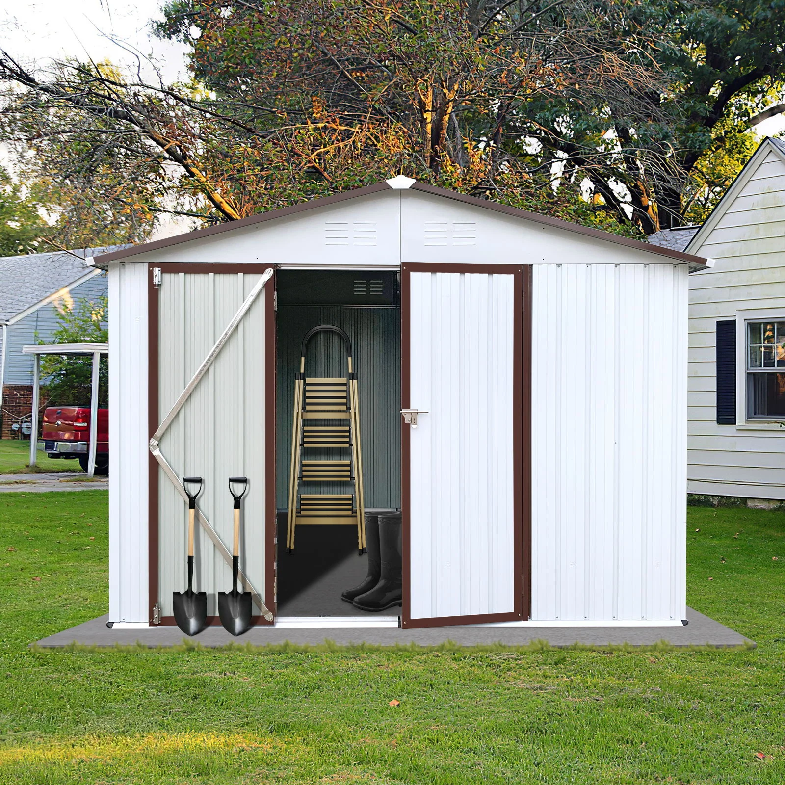 Storage Shed Garden Building Waterproof Metal Outdoor Utility 10x8ft - Image 3