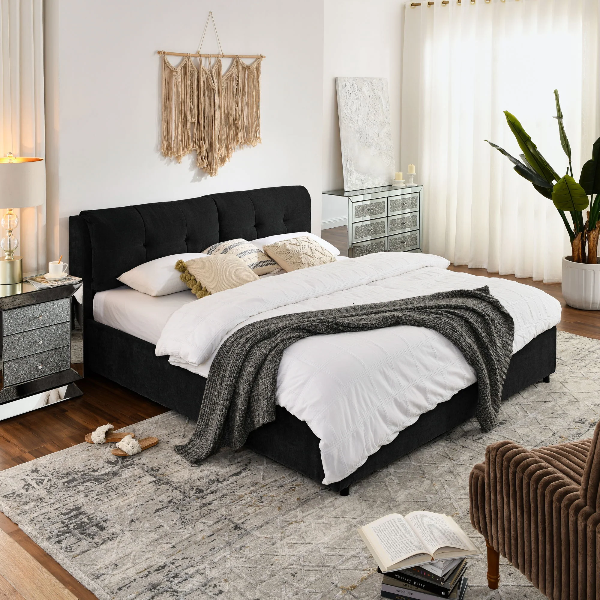 Storage Upholstered Hydraulic Platform Bed With Integrated Headboard - Image 18