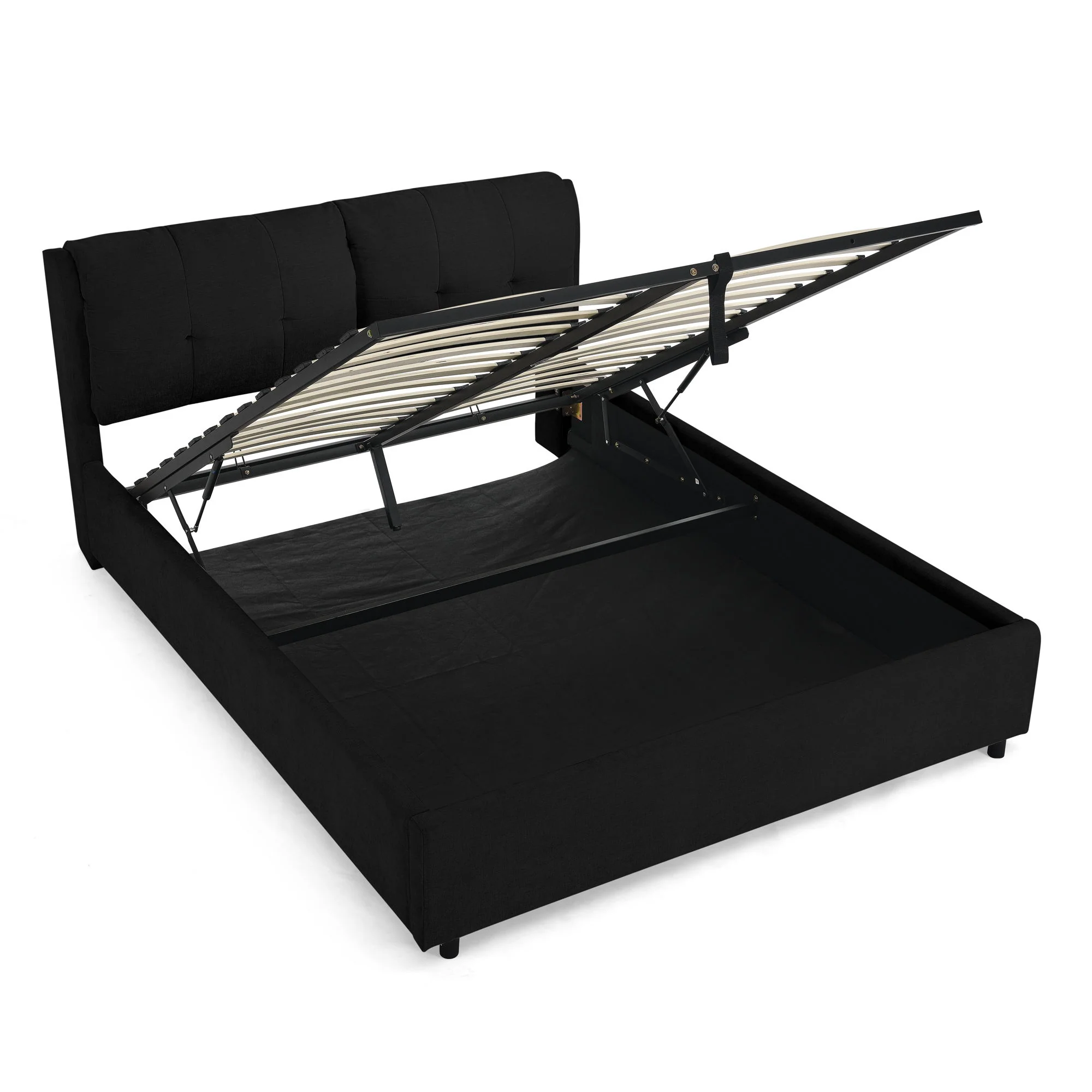 Storage Upholstered Hydraulic Platform Bed With Integrated Headboard - Image 30