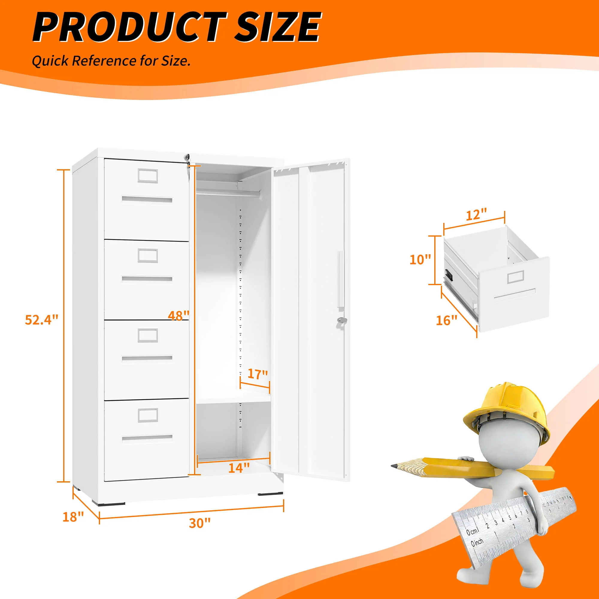 Storage Vertical Filing Cabinet With Lock - Image 9