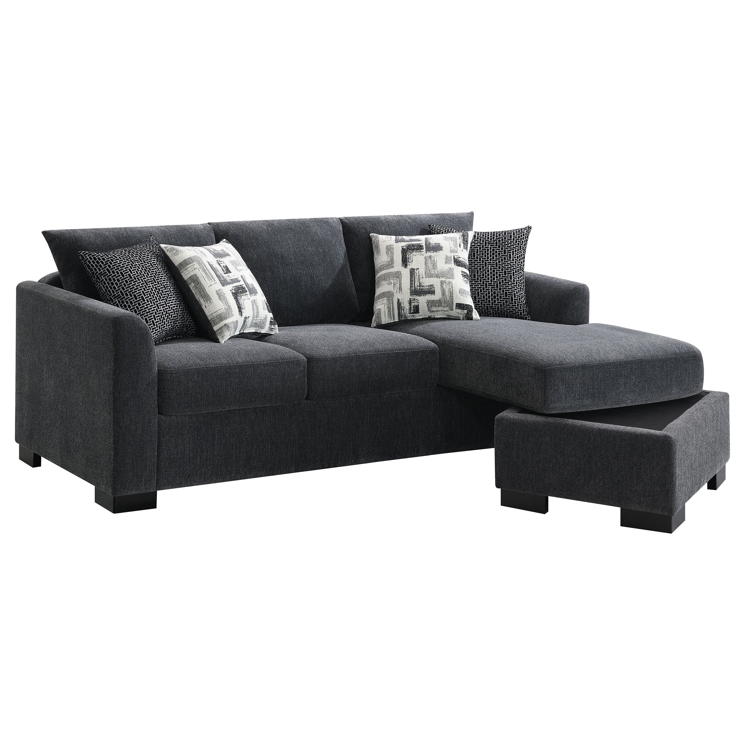 Storey Upholstered Sleeper Sectional Chaise - Dark Grey - Image 2