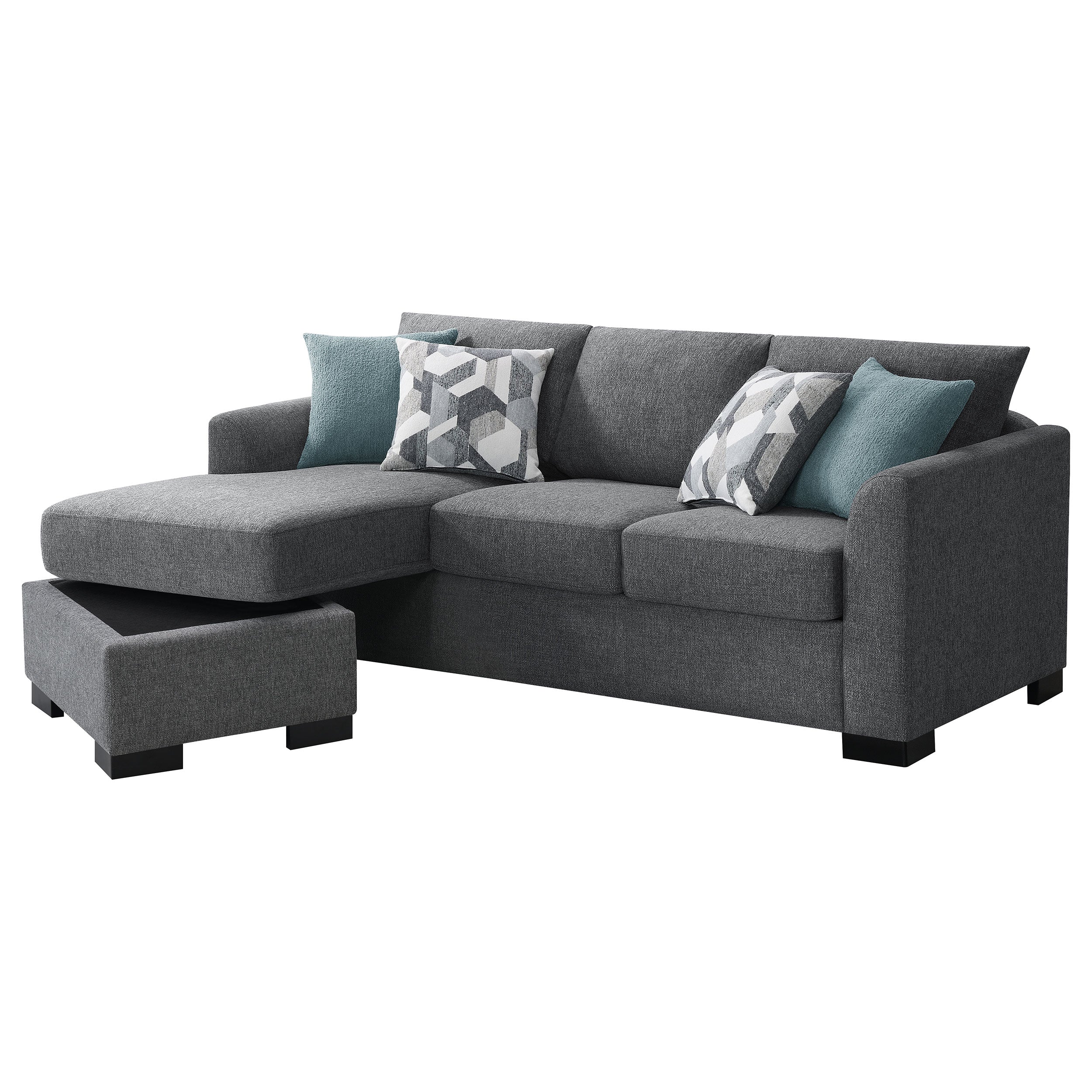 Storey Upholstered Sleeper Sectional Chaise Sofa Grey - Image 8