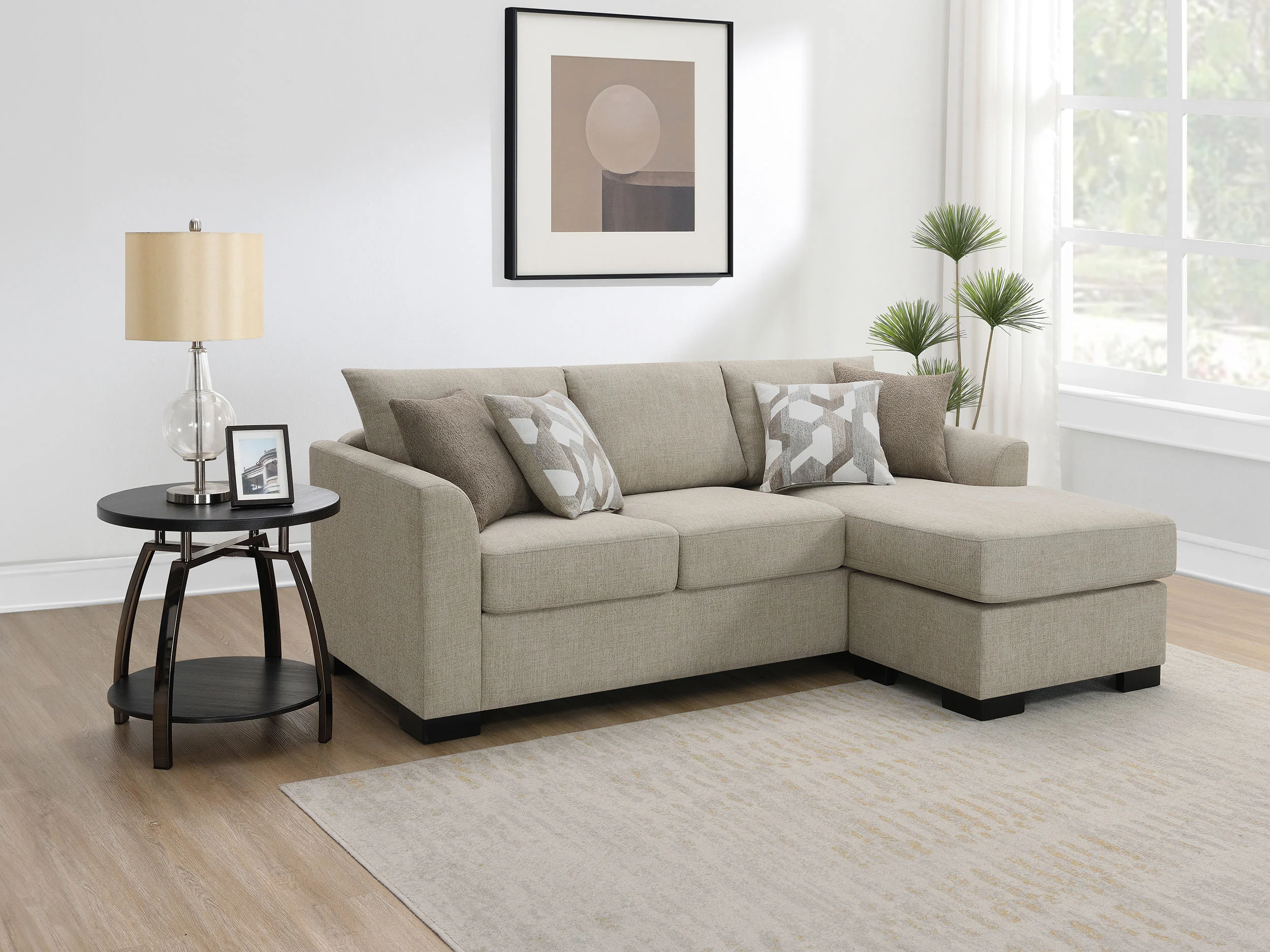 Storey Upholstered Sleeper Sectional Chaise Sofa Camel - Image 3