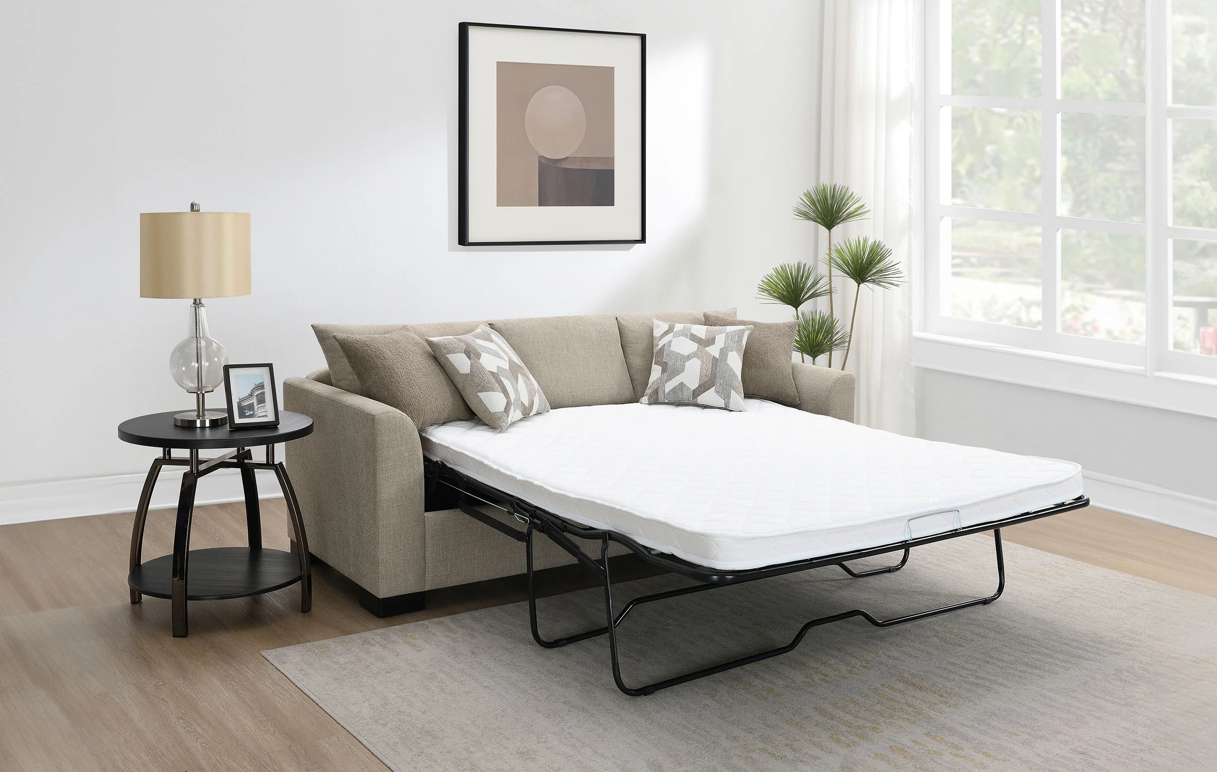 Storey Upholstered Sleeper Sectional Chaise Sofa Camel - Image 4