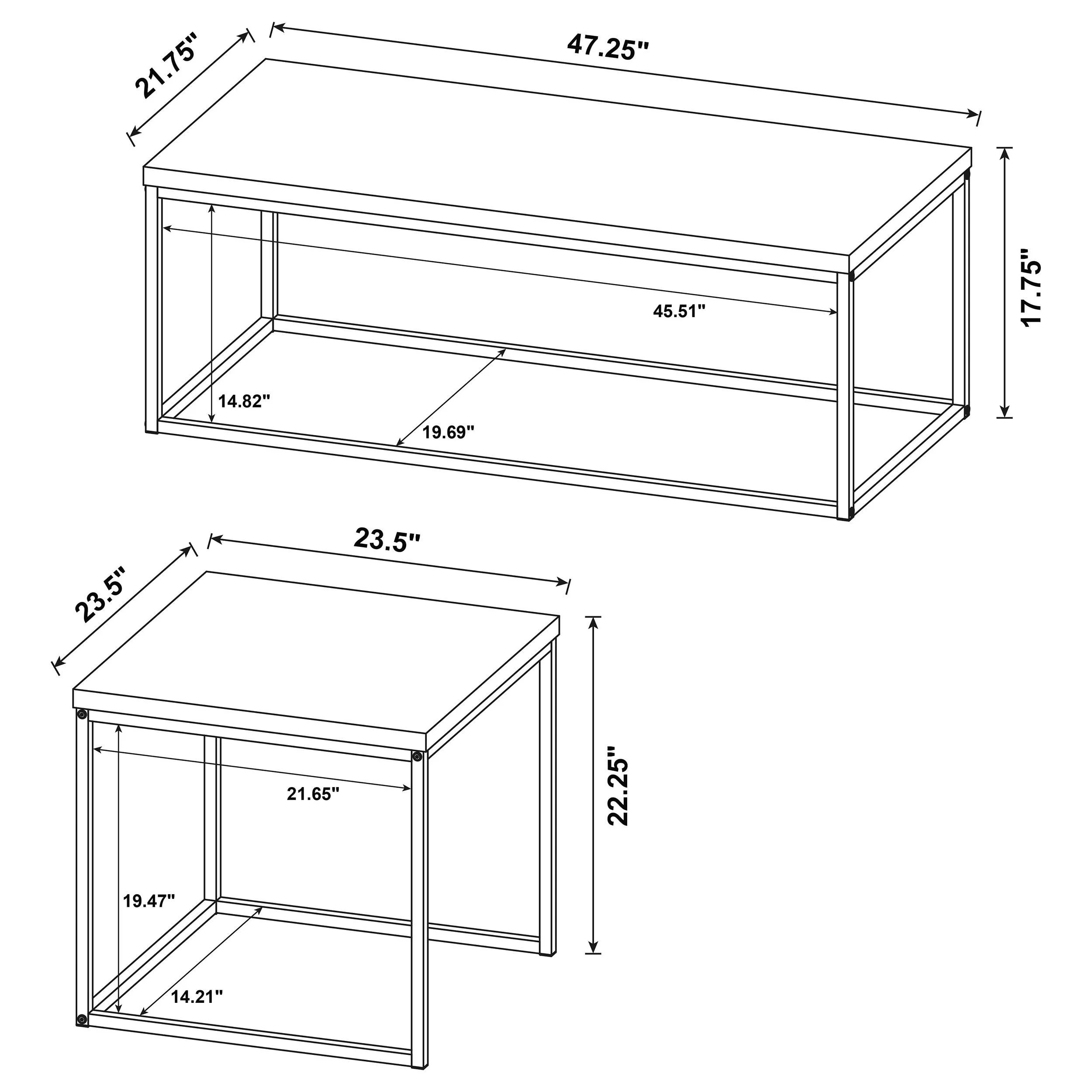 Straden 3-Piece Coffee Table Set - Mango Wood and Black Metal - Image 13