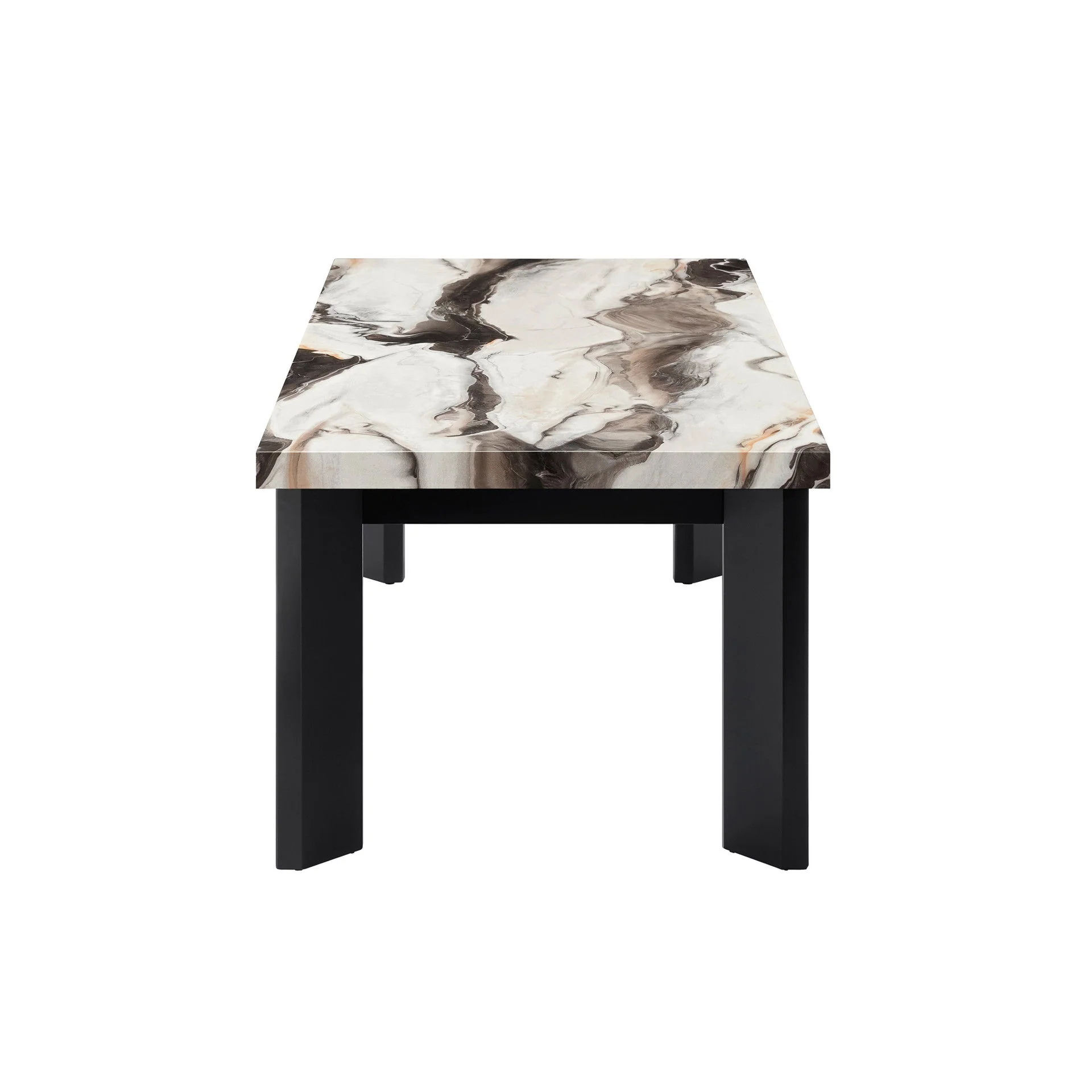 Strata - Faux Marble 3 Piece Occasional Set (1 Coffee & 2 End Tables) - Black / White - Image 5