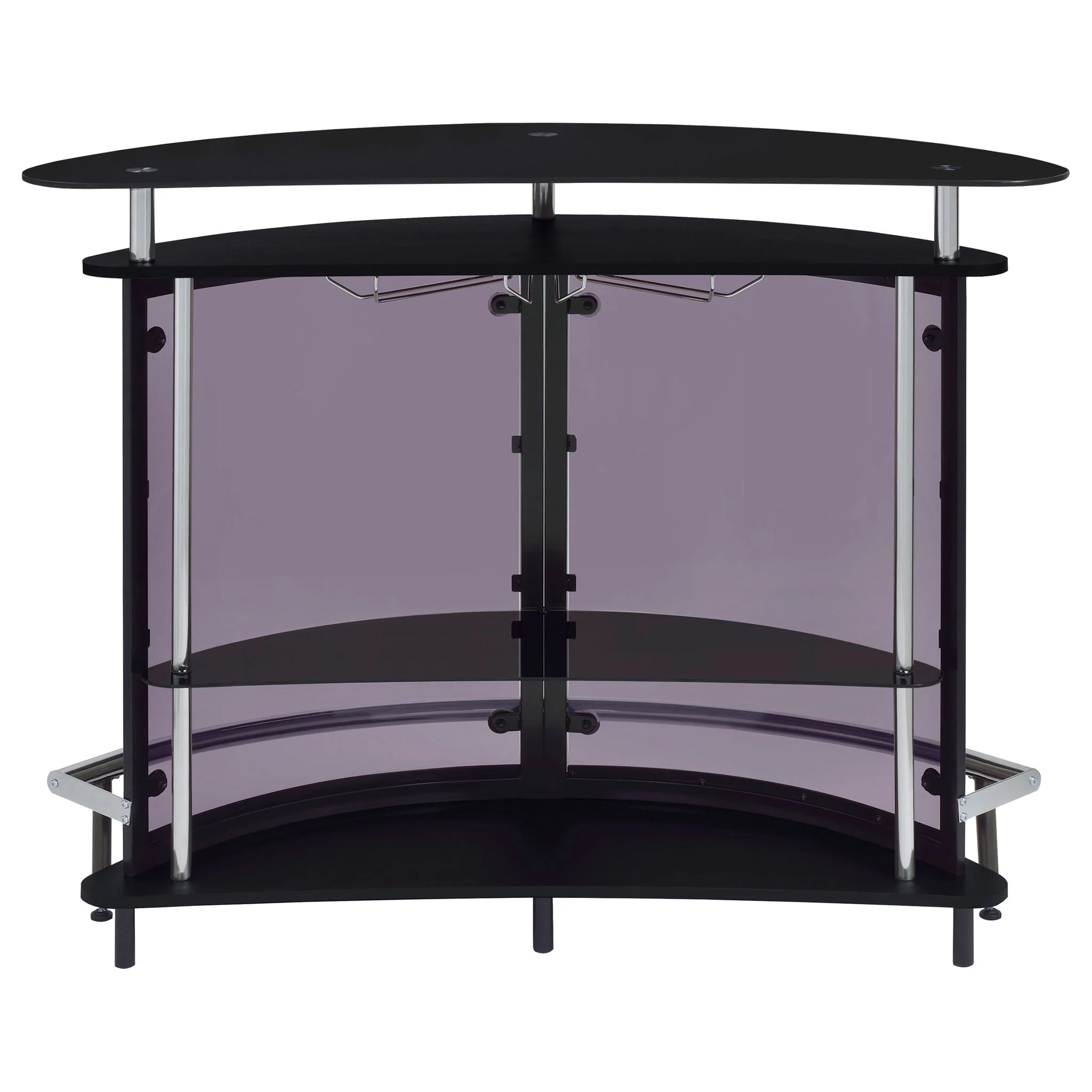 Strick & Bolton - Freestanding Glass Top Home Bar Wine Cabinet With Panels - Black - Image 7