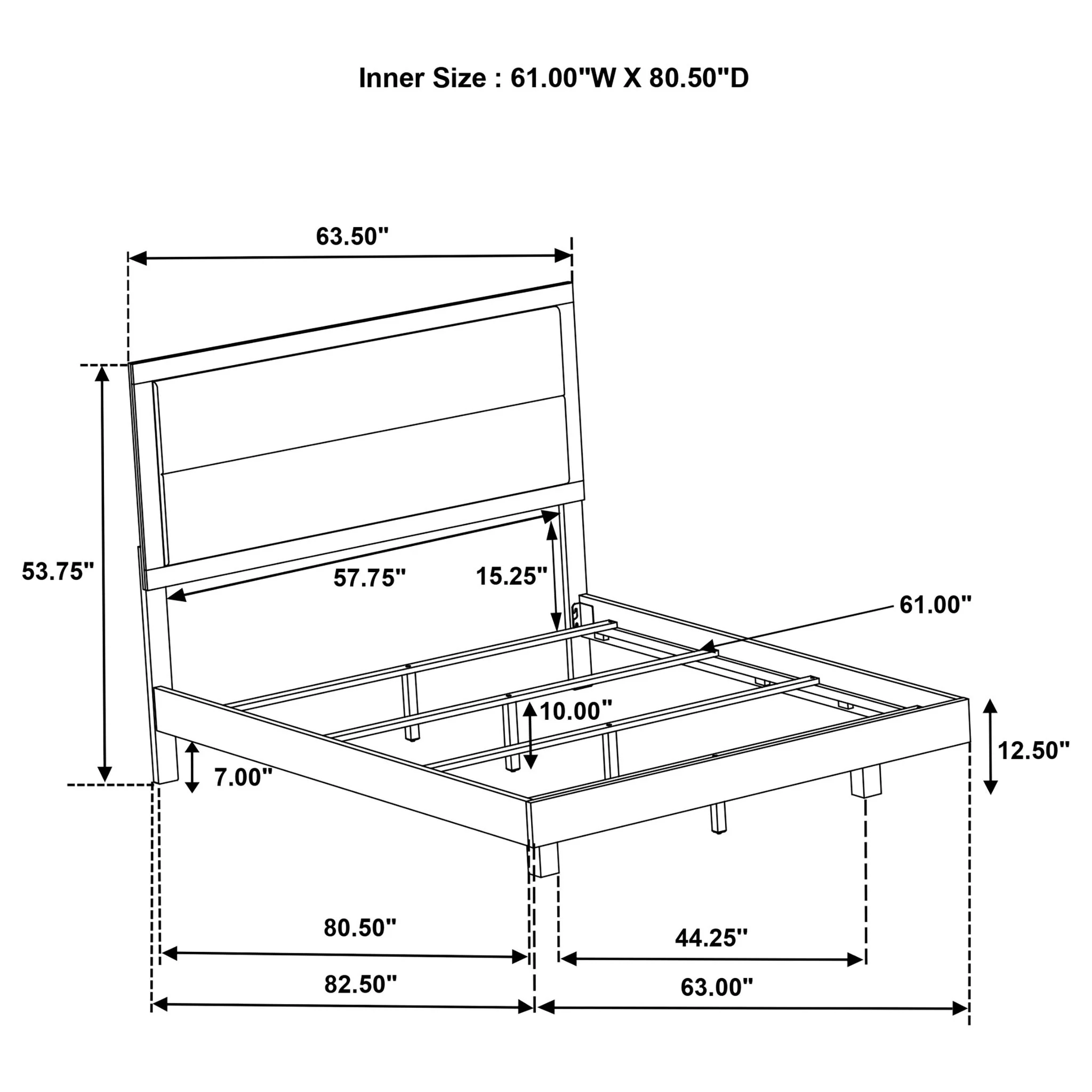 Strout - Queen Panel Bed With Upholstered Headboard - Rustic - Image 7