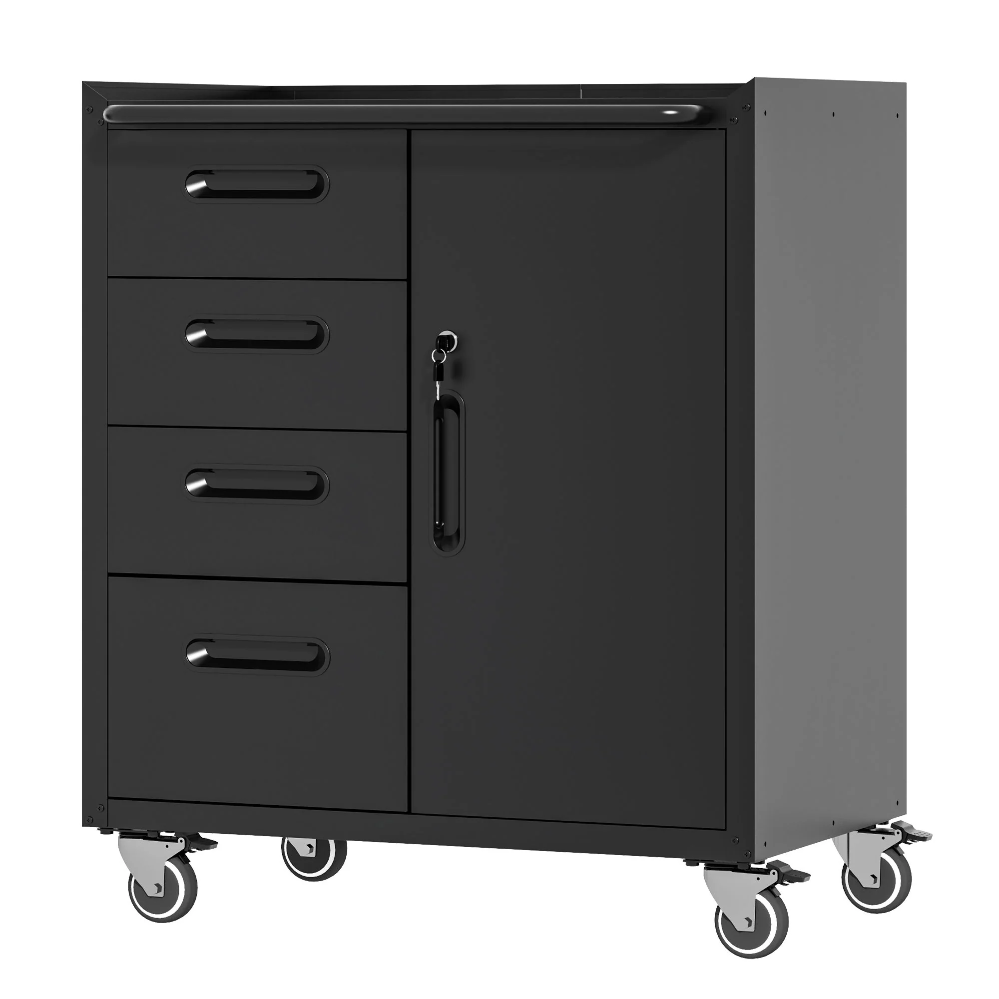 Sturdy Metal Tool Storage Cabinet With Wheels Durable Garage, Office & Home Organizer Steel - Image 2