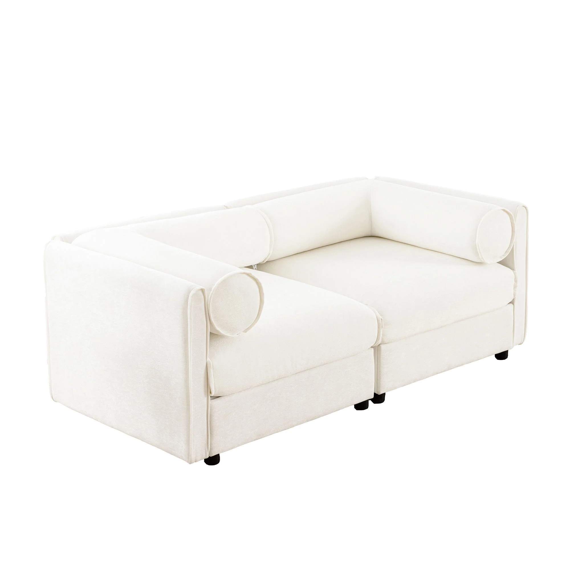 Stylish Sofa With Storage Seat And Cylindrical Backrest - Image 21