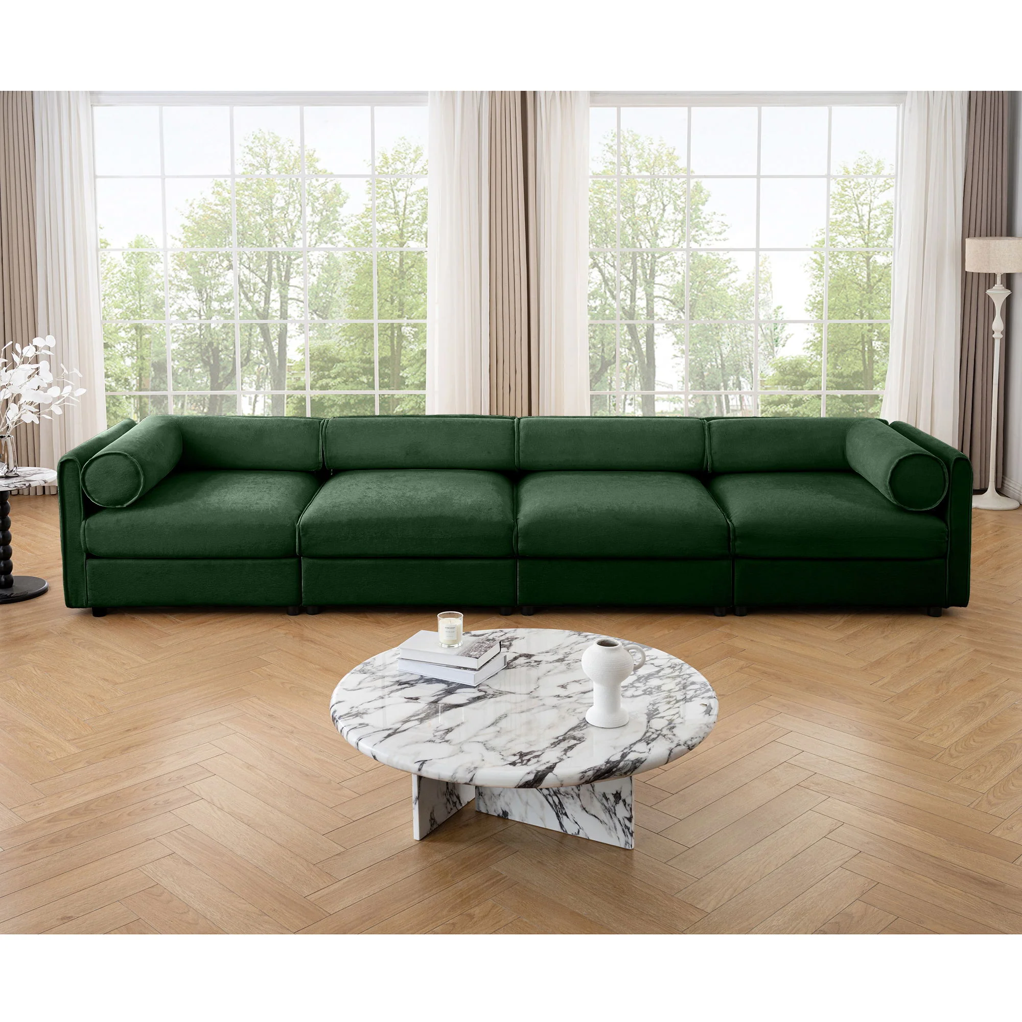 Stylish Sofa With Storage Seat And Cylindrical Backrest - Image 29