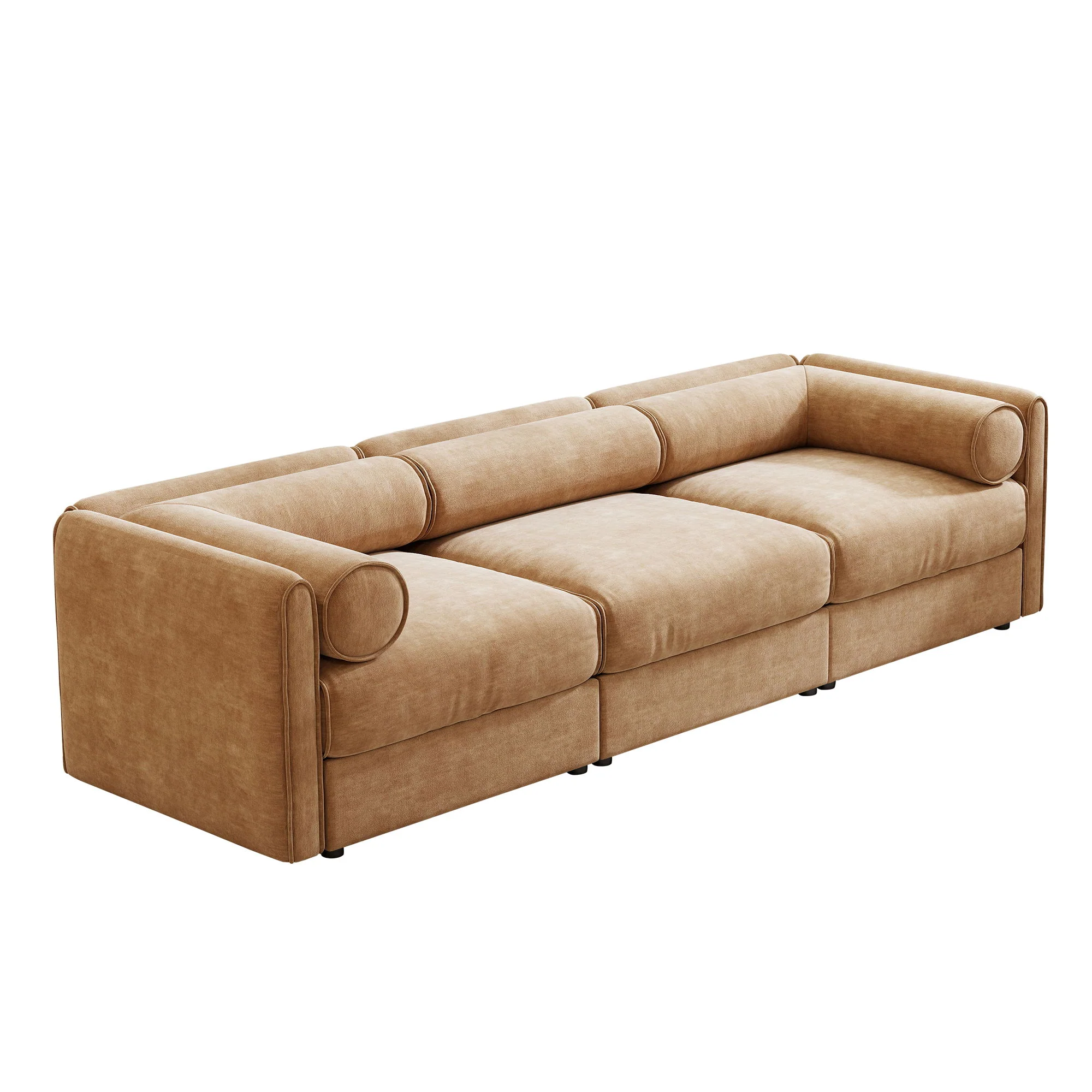 Stylish Sofa With Storage Seat And Cylindrical Backrest - Image 7