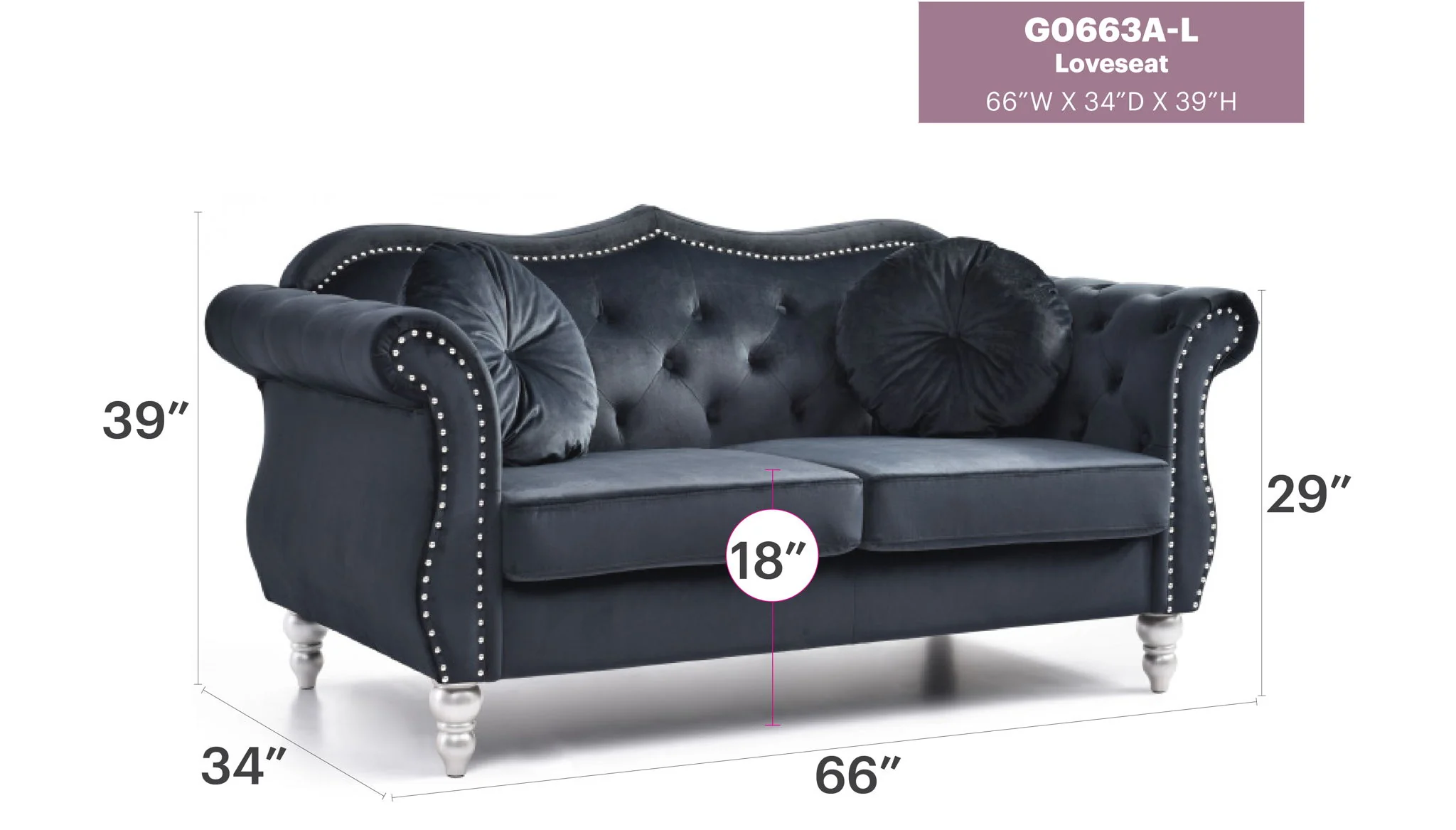 Stylish Flared Arm Loveseat - Image 20