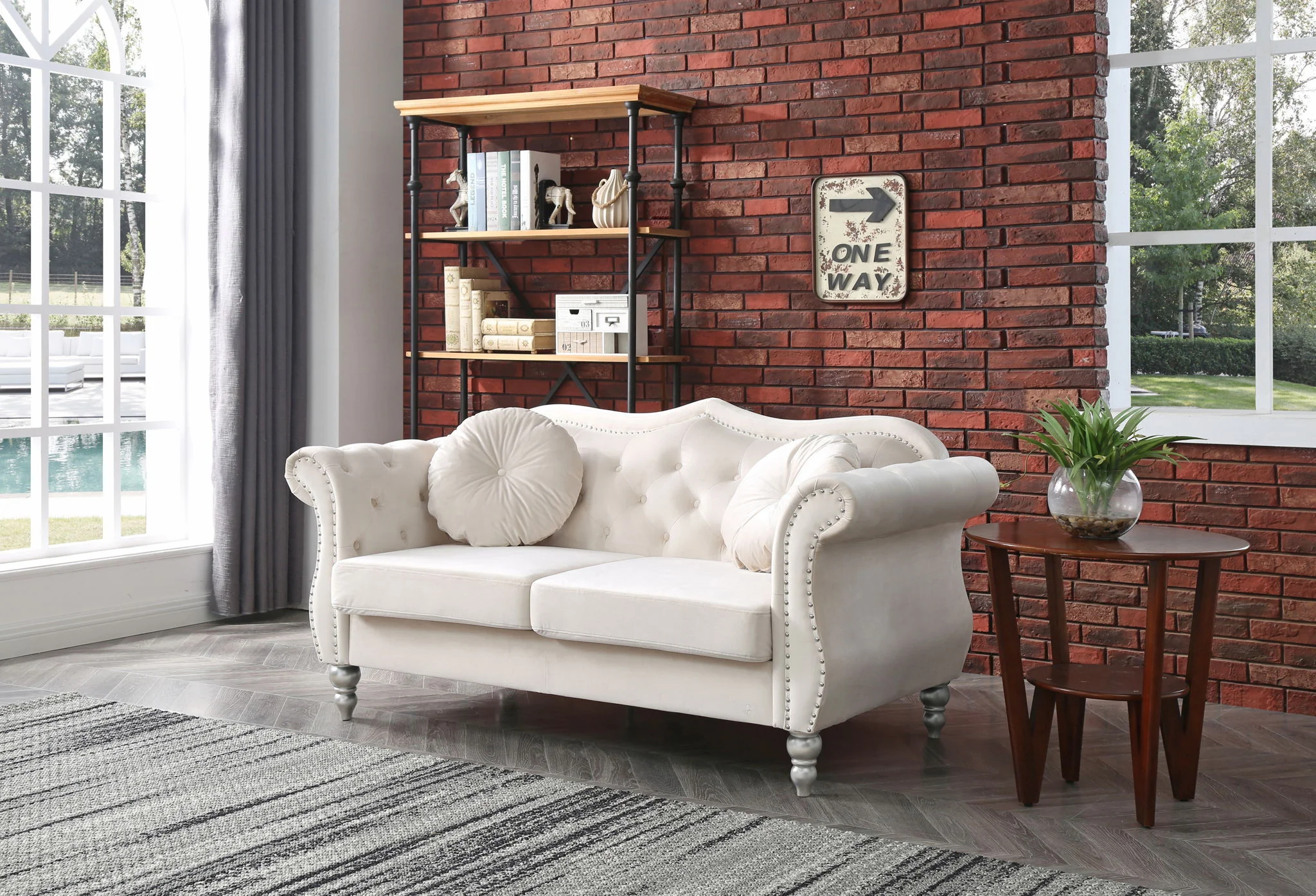 Stylish Flared Arm Loveseat - Image 3