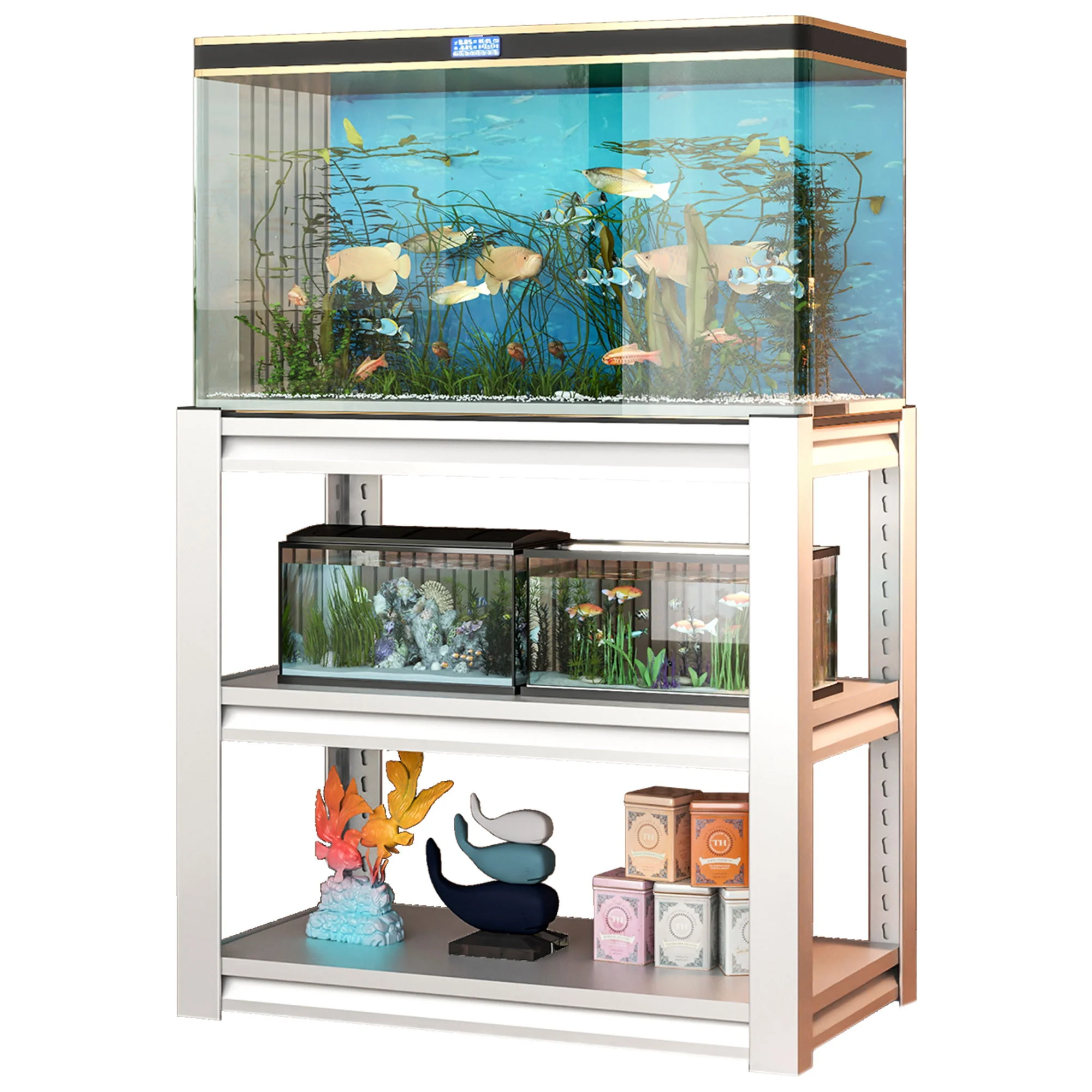 Stylish Metal rium Stand For 20 - 30 Gallon Tanks, 3 Tier Adjustable Shelf - Image 11