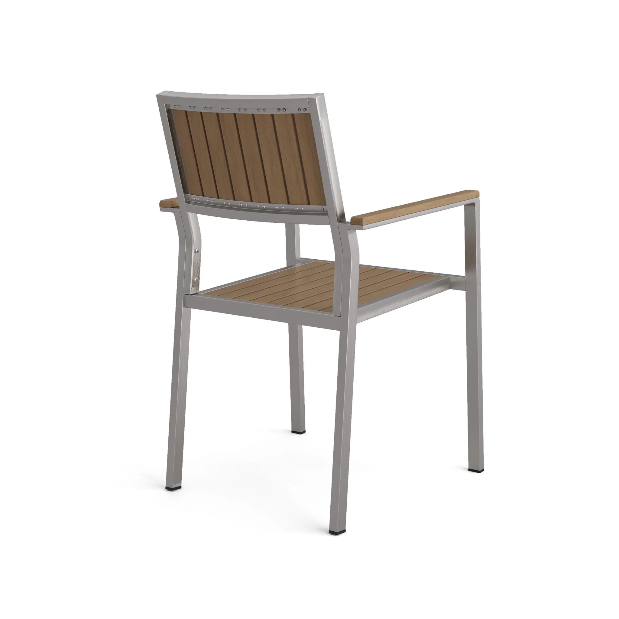 Stylish Modern Faux Wood & Aluminum Outdoor Dining Chairs, (Set of 2) - Natural - Image 2