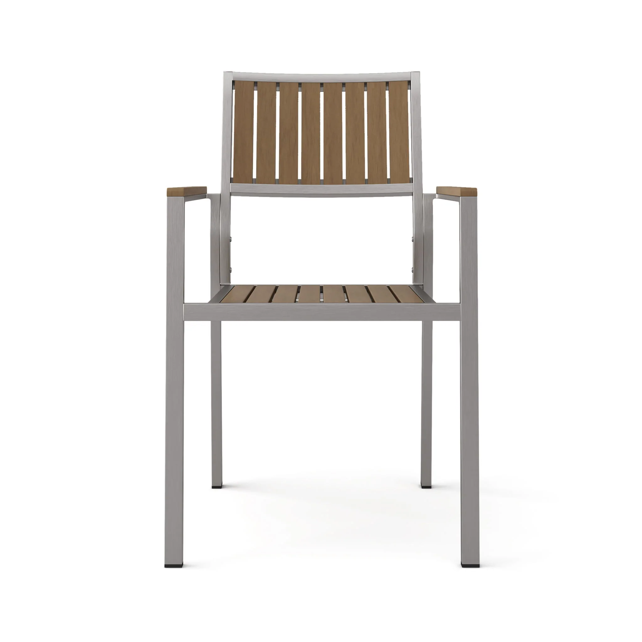 Stylish Modern Faux Wood & Aluminum Outdoor Dining Chairs, (Set of 2) - Natural - Image 3
