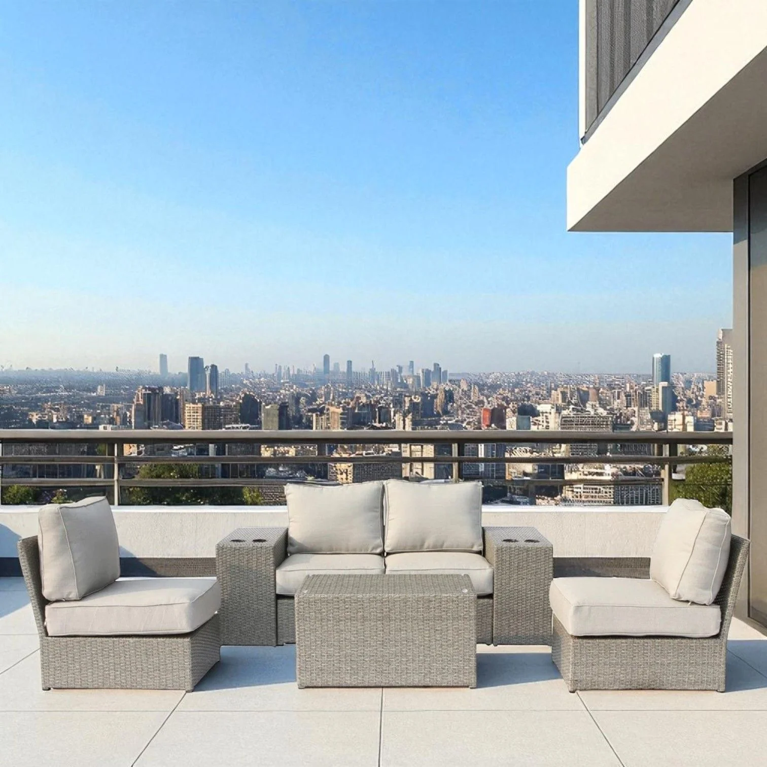 Stylish Modular Wicker Patio Seating Group - Image 17