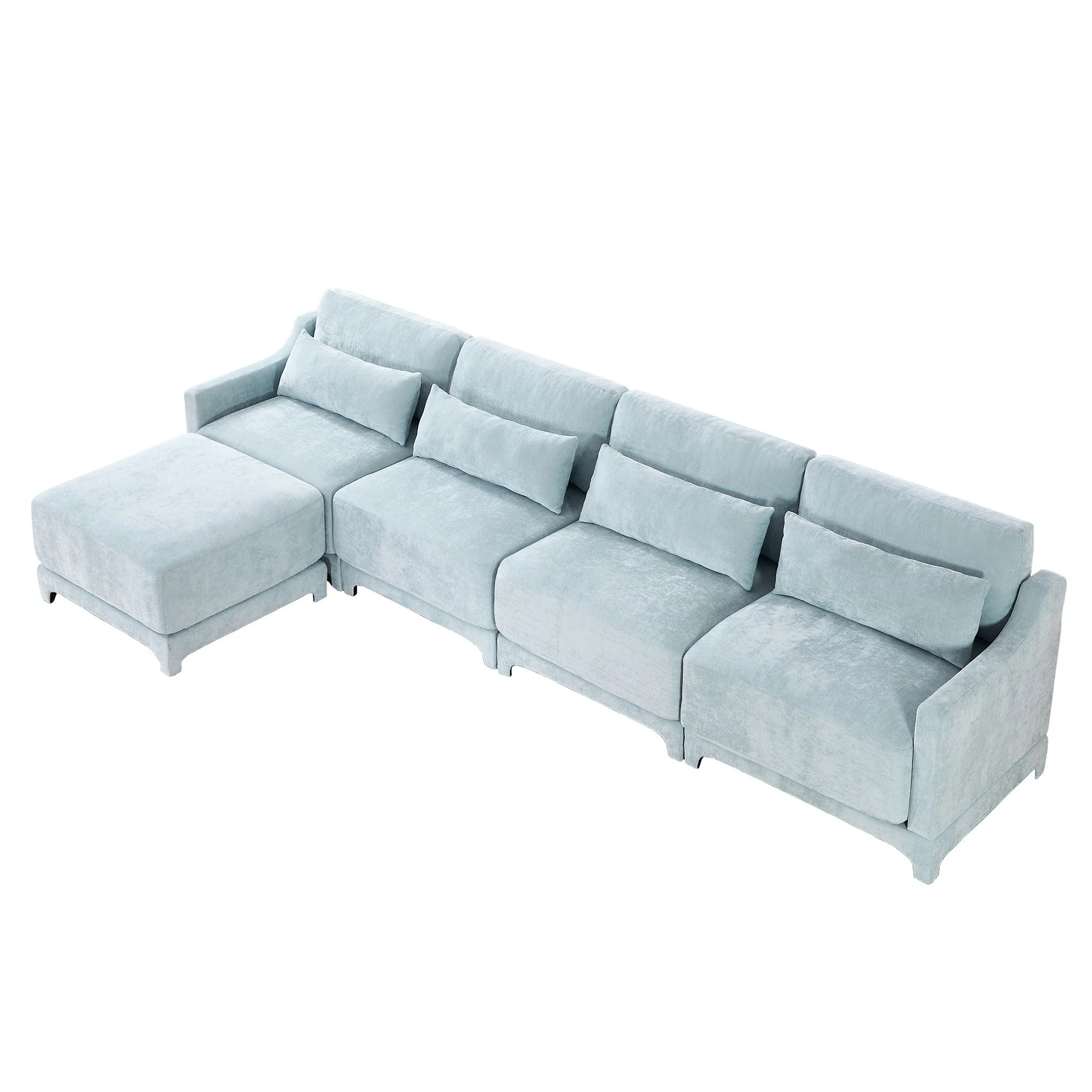 Stylish Sofa With Ottoman And Lumbar Pillows, Ergonomic Design - Image 12
