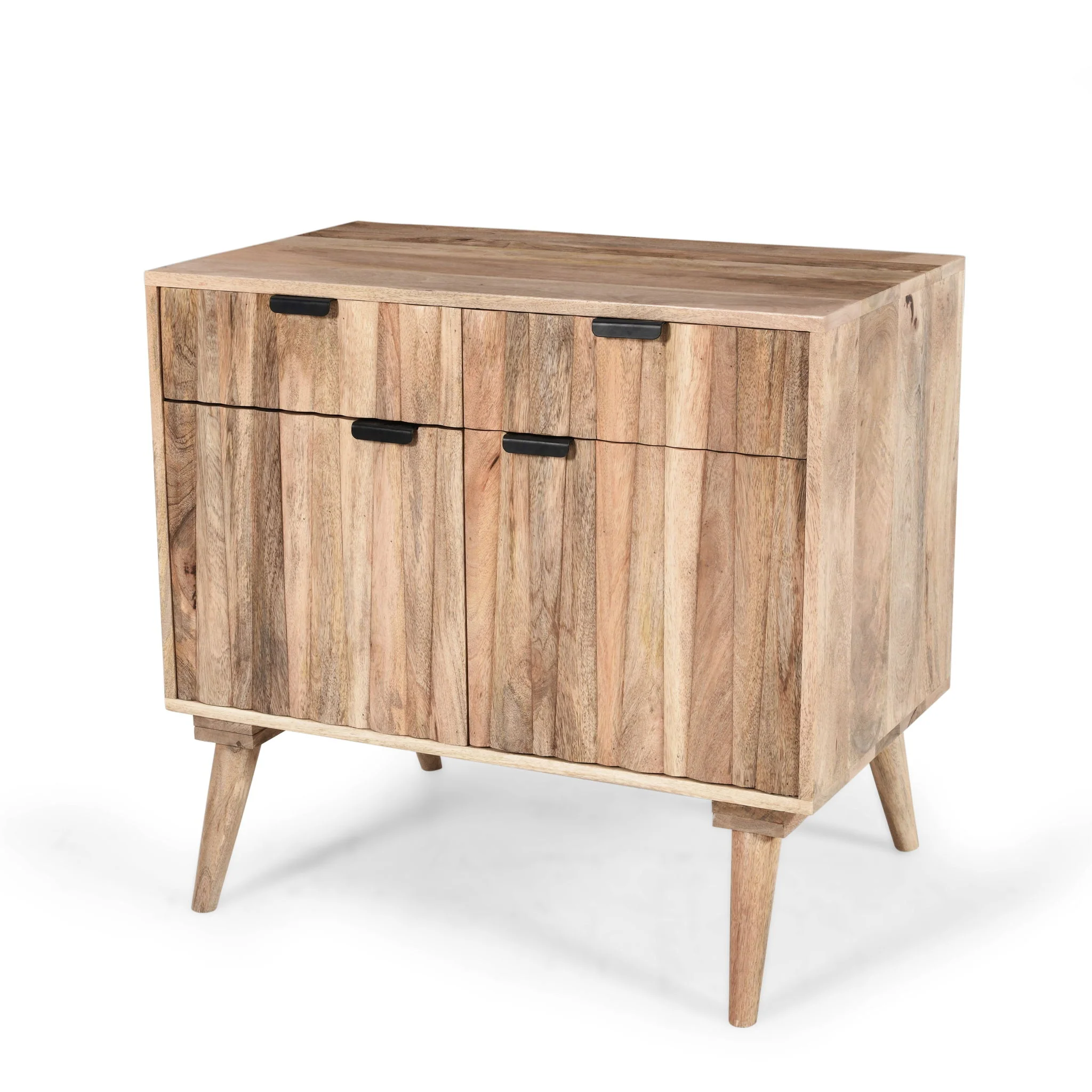 Stylish Style 2 Drawer 2 Door Cabinet, Mango Wood - Natural - Image 4