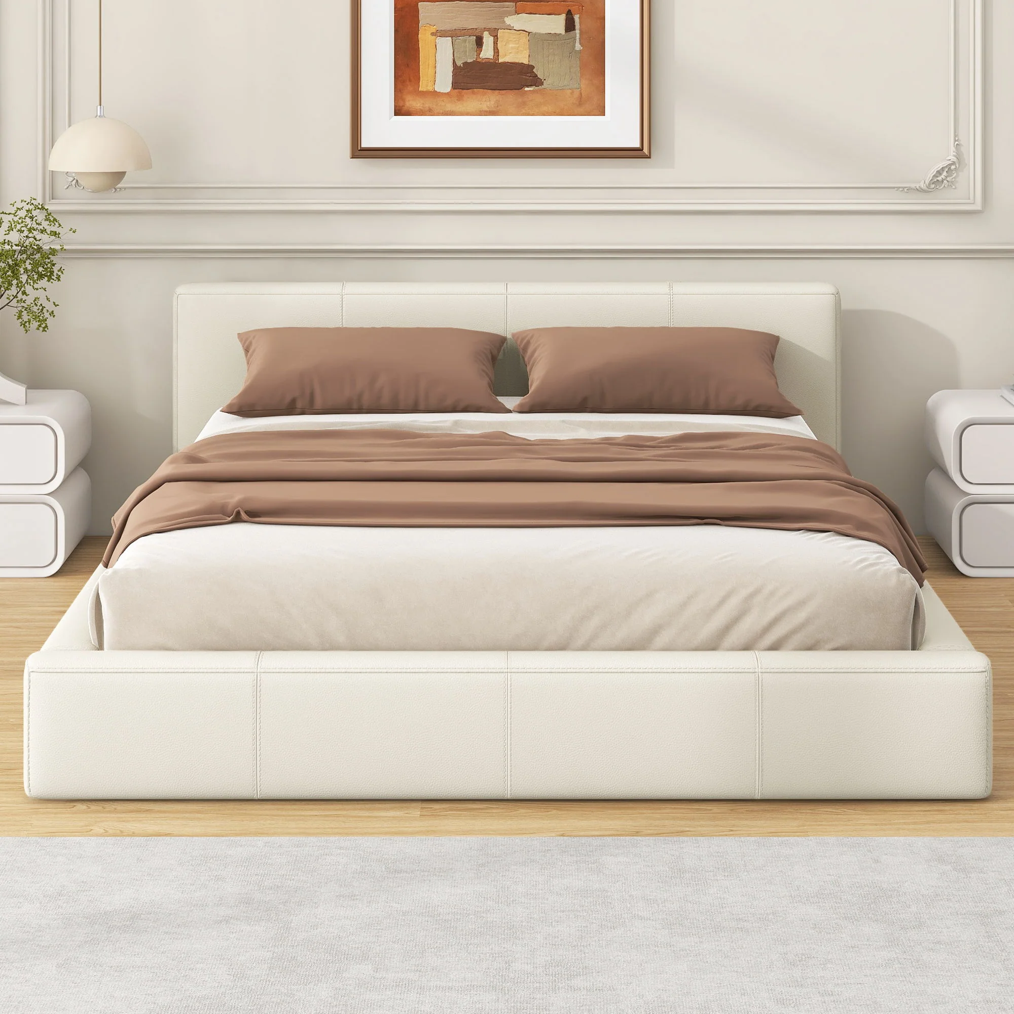 Stylish Upholstered Bed With Birch Wood Frame - Image 14