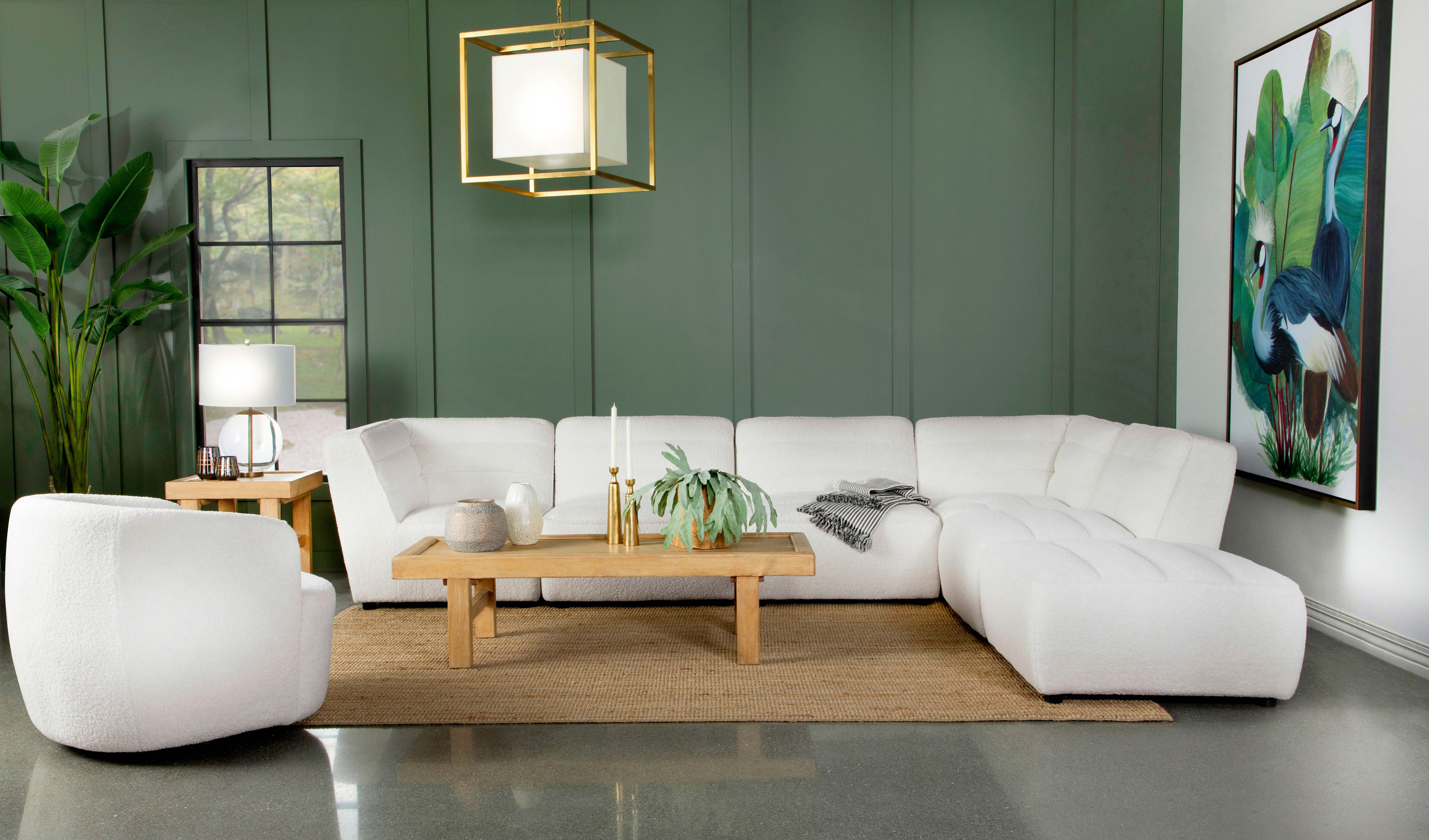 Sunny 6-Piece Upholstered Modular Sectional Sofa, Ivory - Image 12