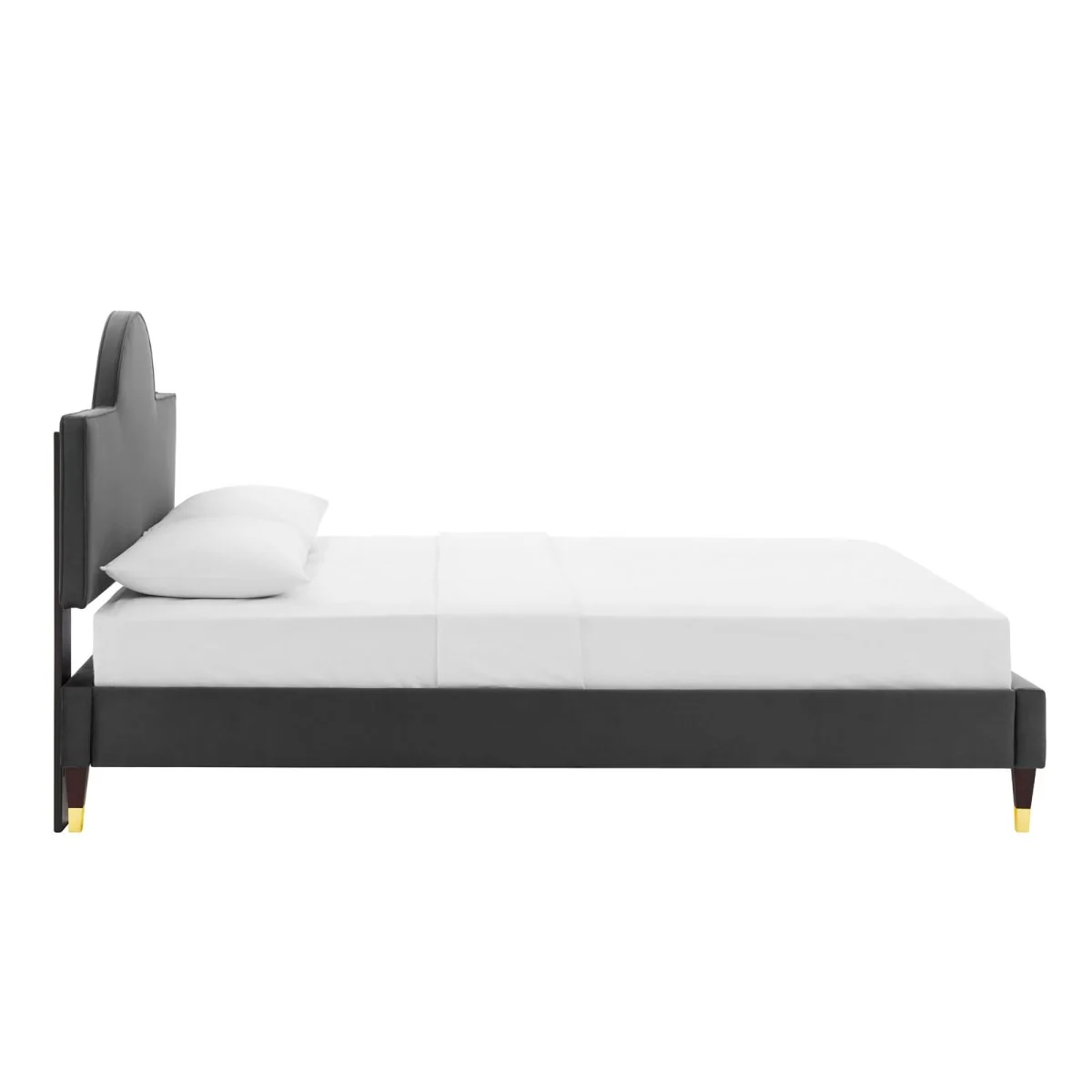 Sunrise Arch Performance Velvet Platform Bed with Gold Detail - Image 20