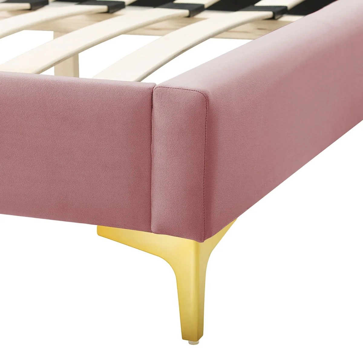 Sunrise Arch Performance Velvet Platform Bed with Gold Metal Legs - Image 20