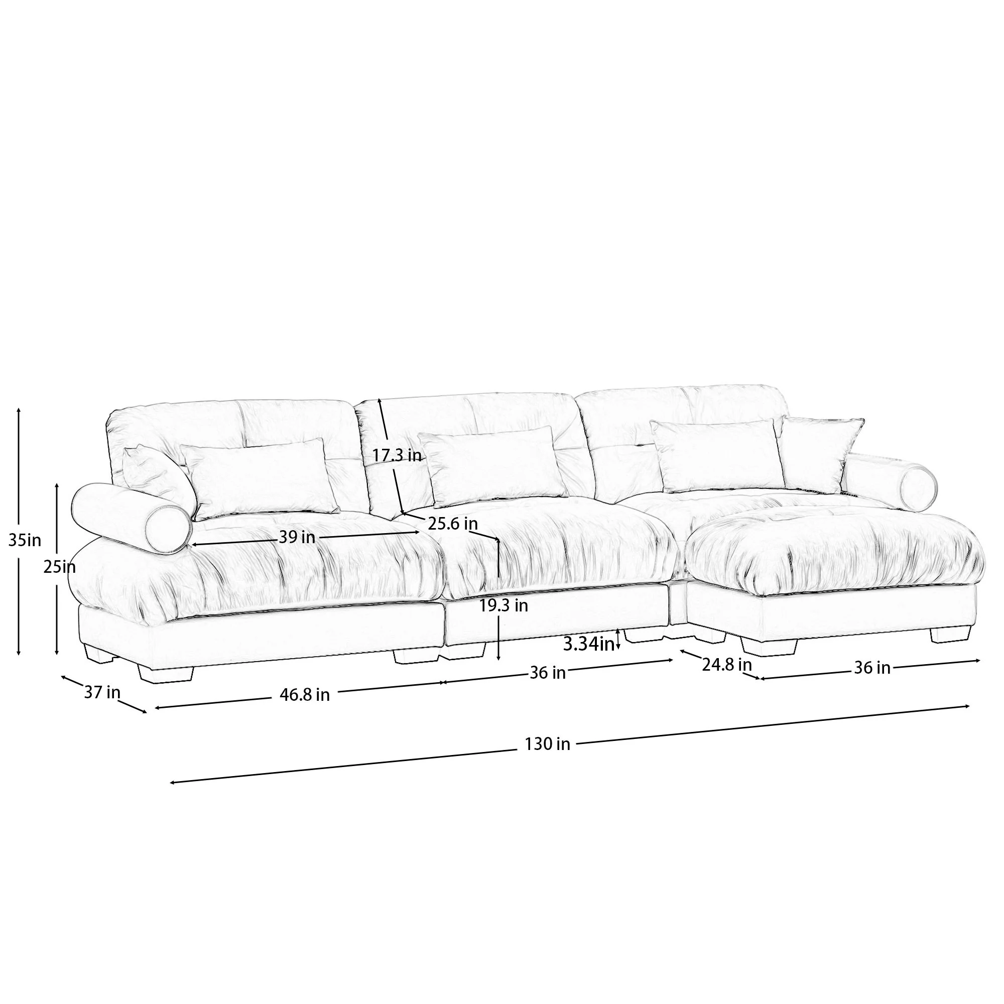 Super Comfort Oversized Modular Sectional Sofa With Movable Ottoman - Image 45