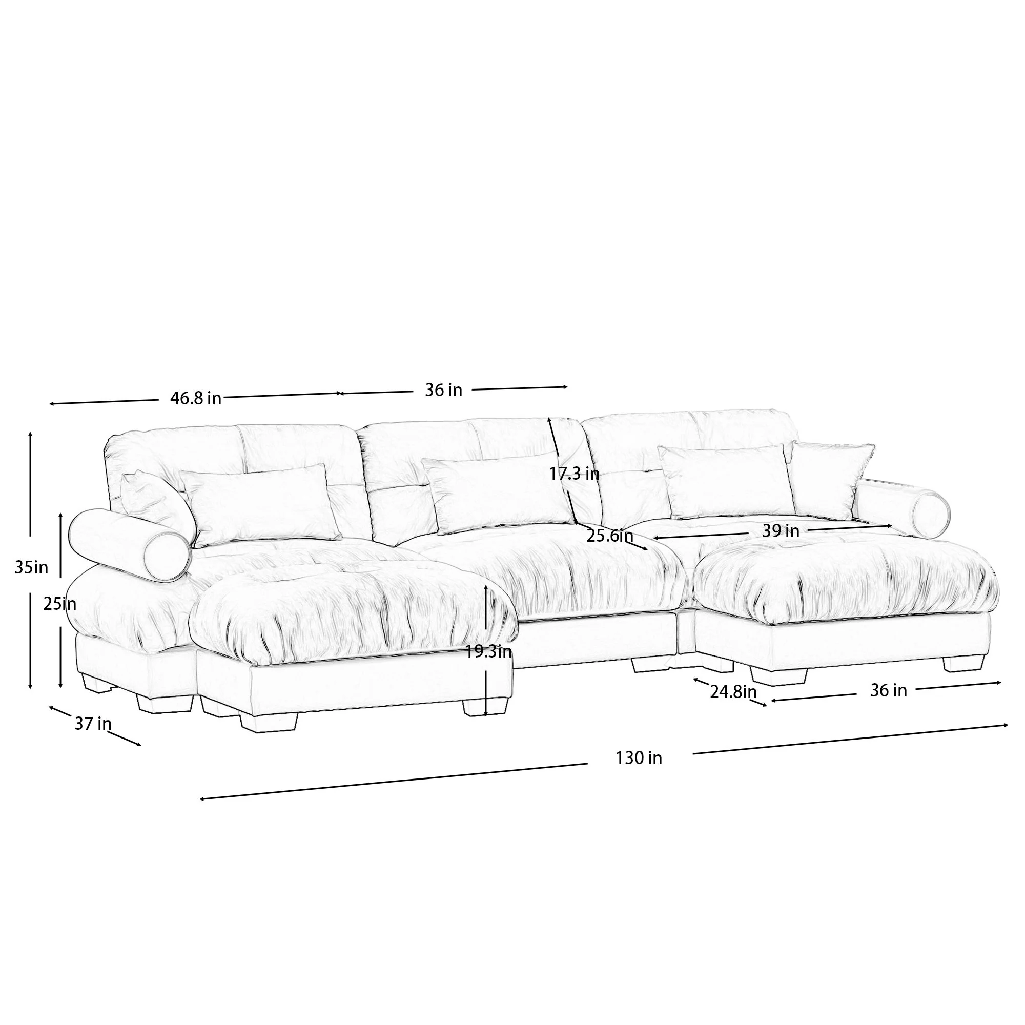 Super Comfort Oversized Modular Sectional Sofa With Movable Ottoman - Image 64